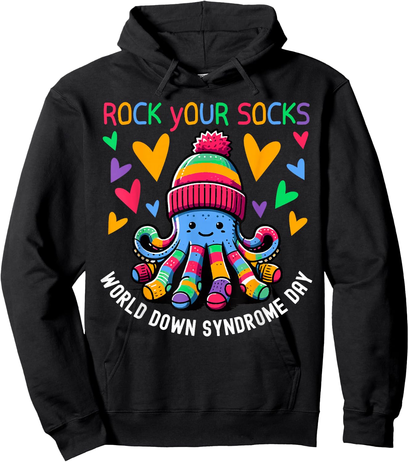Rock Your Socks Down Syndrome Awareness Day Octopus WDSD Hoodie - Hoodie | Black