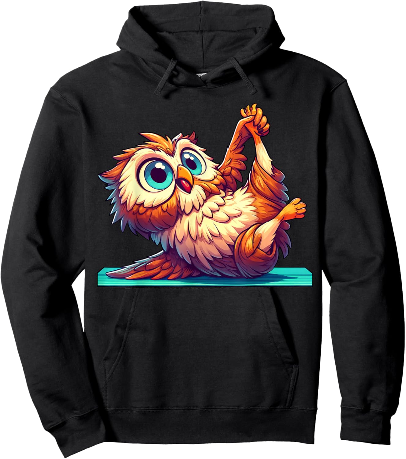 Cartoon Owl Yoga Owl Gymnastics Fitness Workout Hoodie - Hoodie | Black