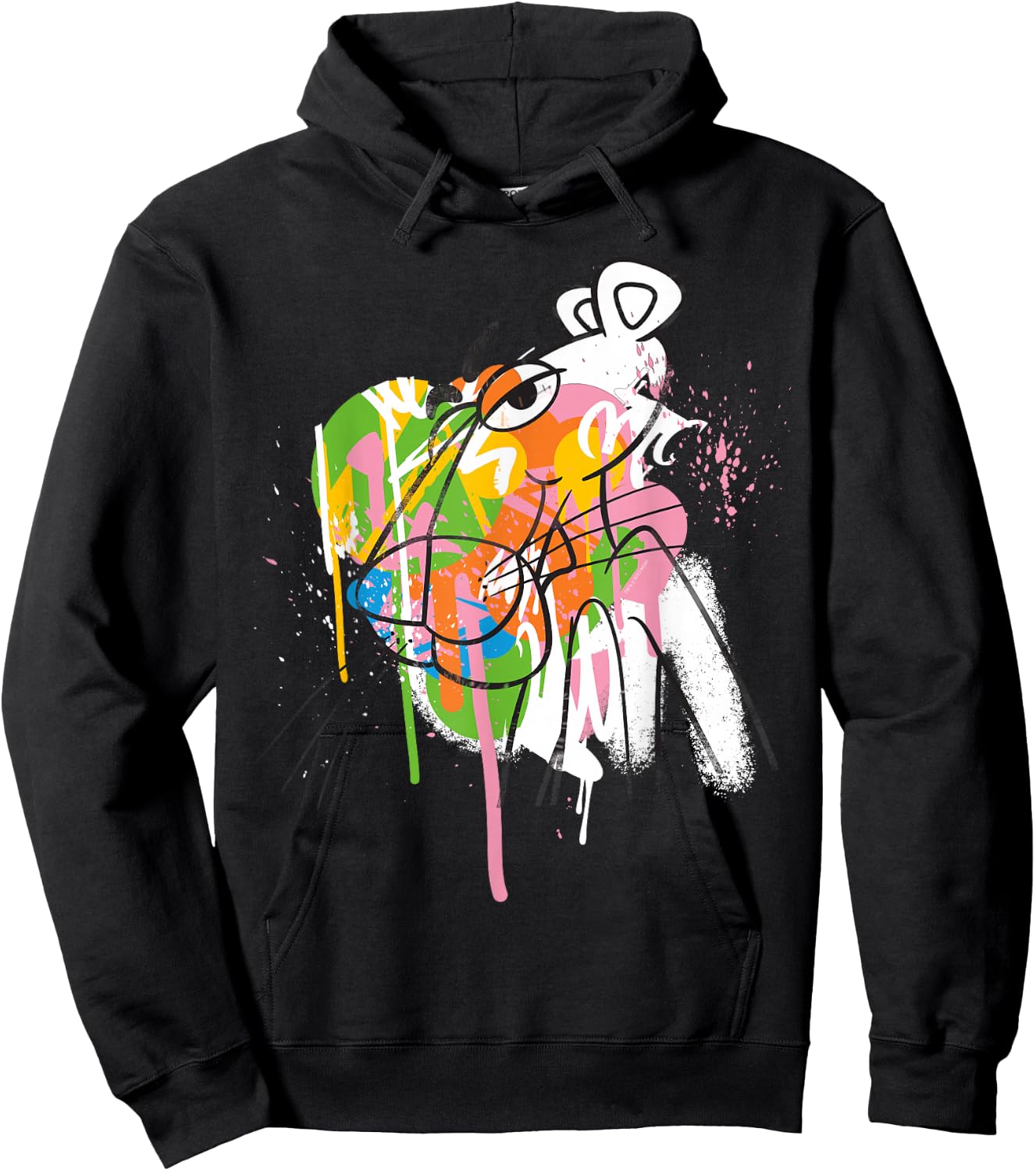 Pink Panther Graffiti Black Line Art Hoodie - Hoodie | Black