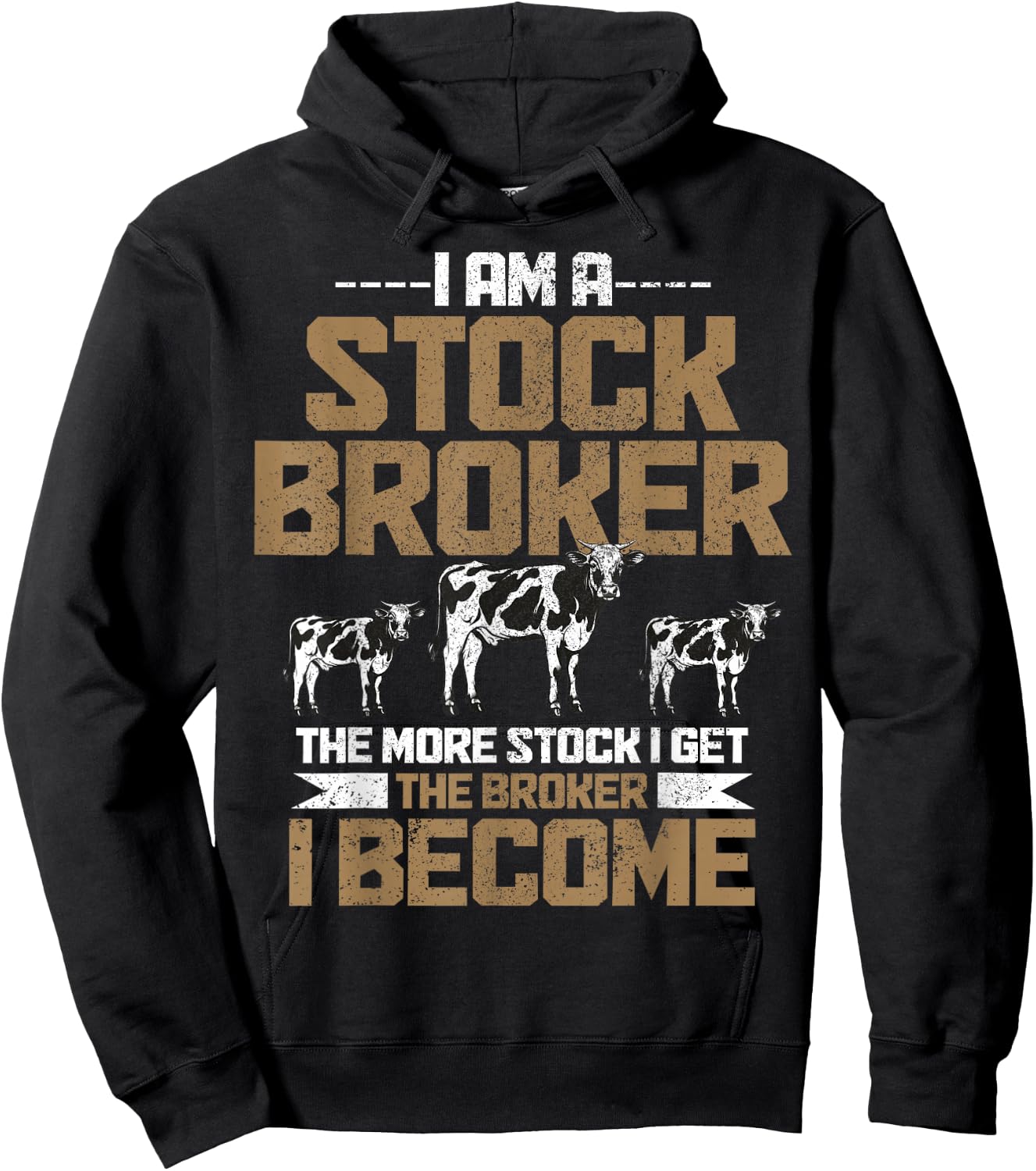 Funny Farmer Rancher Stock Broker Cattle Farming Cow Farm Hoodie - Hoodie | Black