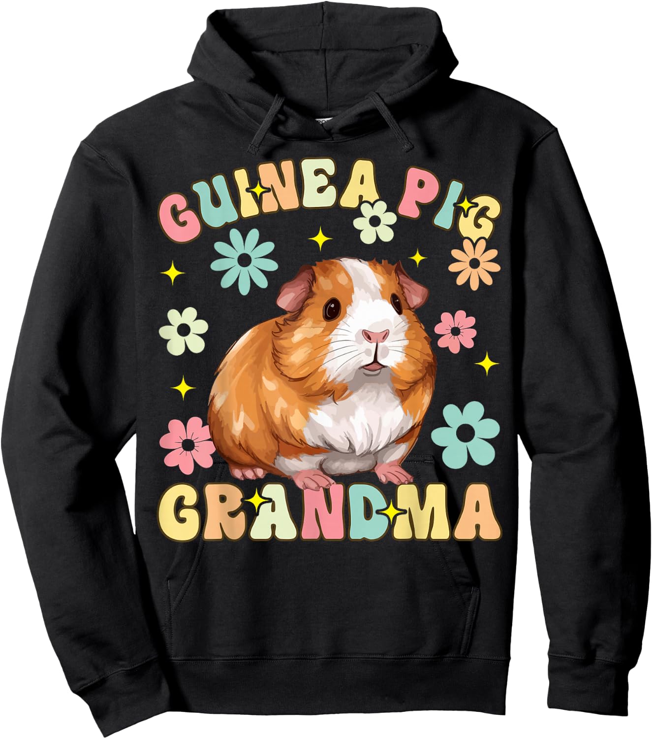 Guinea Pig Grandma Groovy Guinea Pig Hoodie - Hoodie | Black