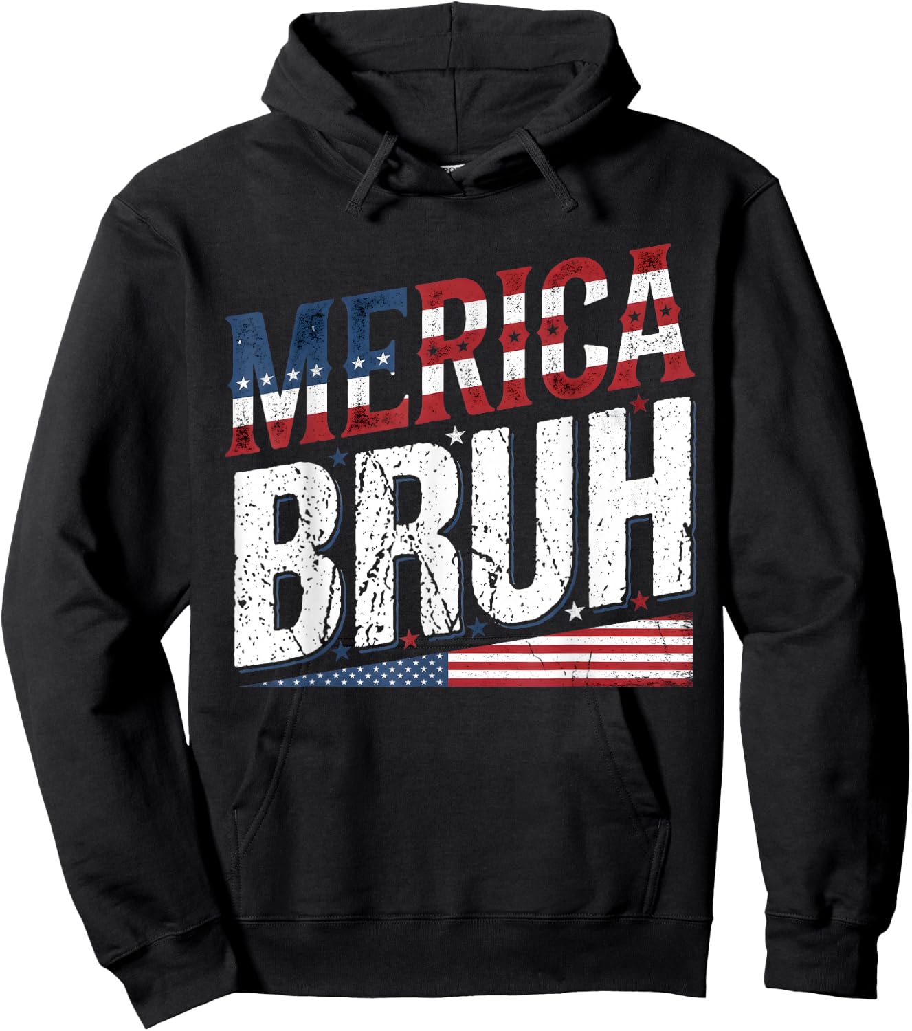 Merica Bruh 4th of July USA American Men Women Hoodie - Hoodie | Black