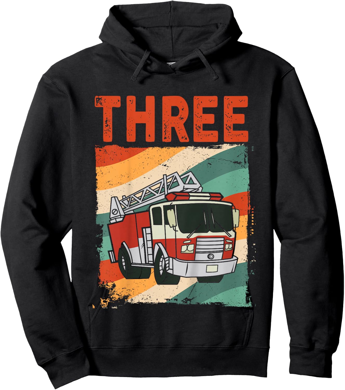 3 Year Old Shirt 3rd Birthday Boy Firefighter Fire Truck Hoodie - Hoodie | Black
