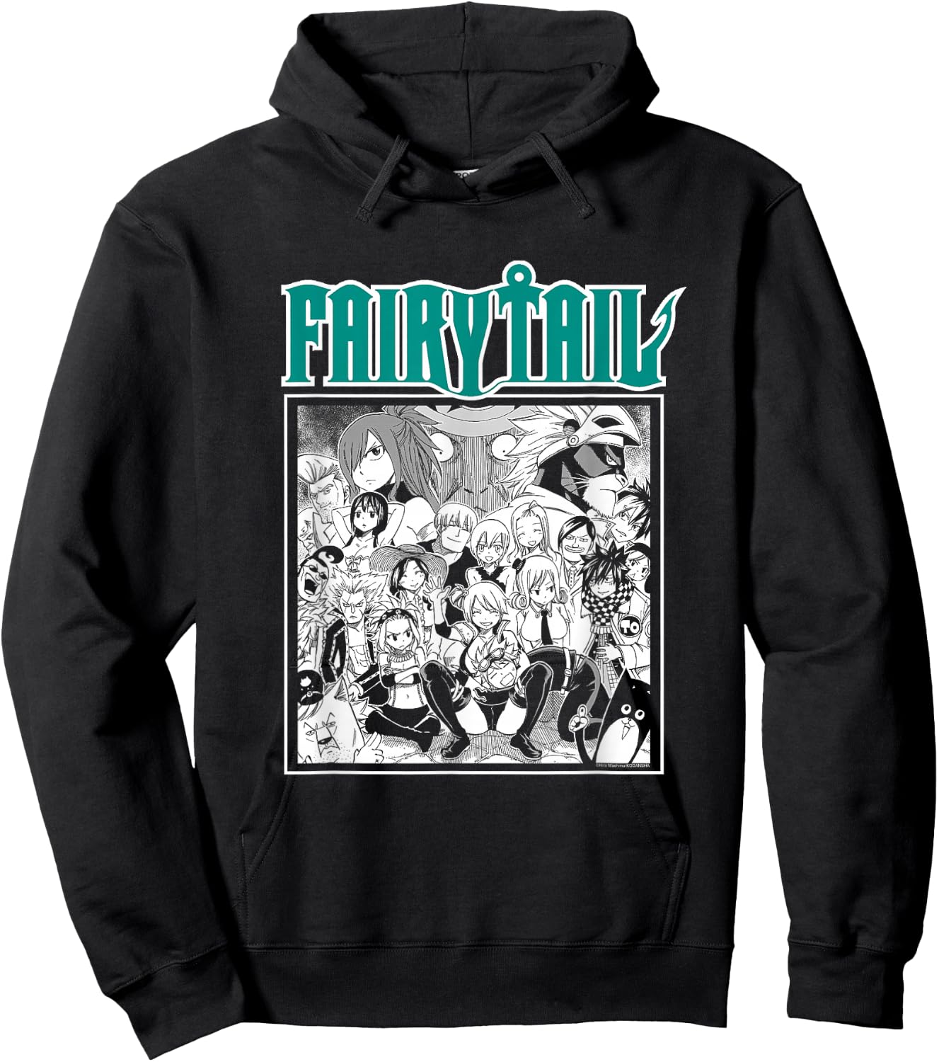Fairy Tail Manga Black and White Group Shot Anime Hoodie - Hoodie | Black