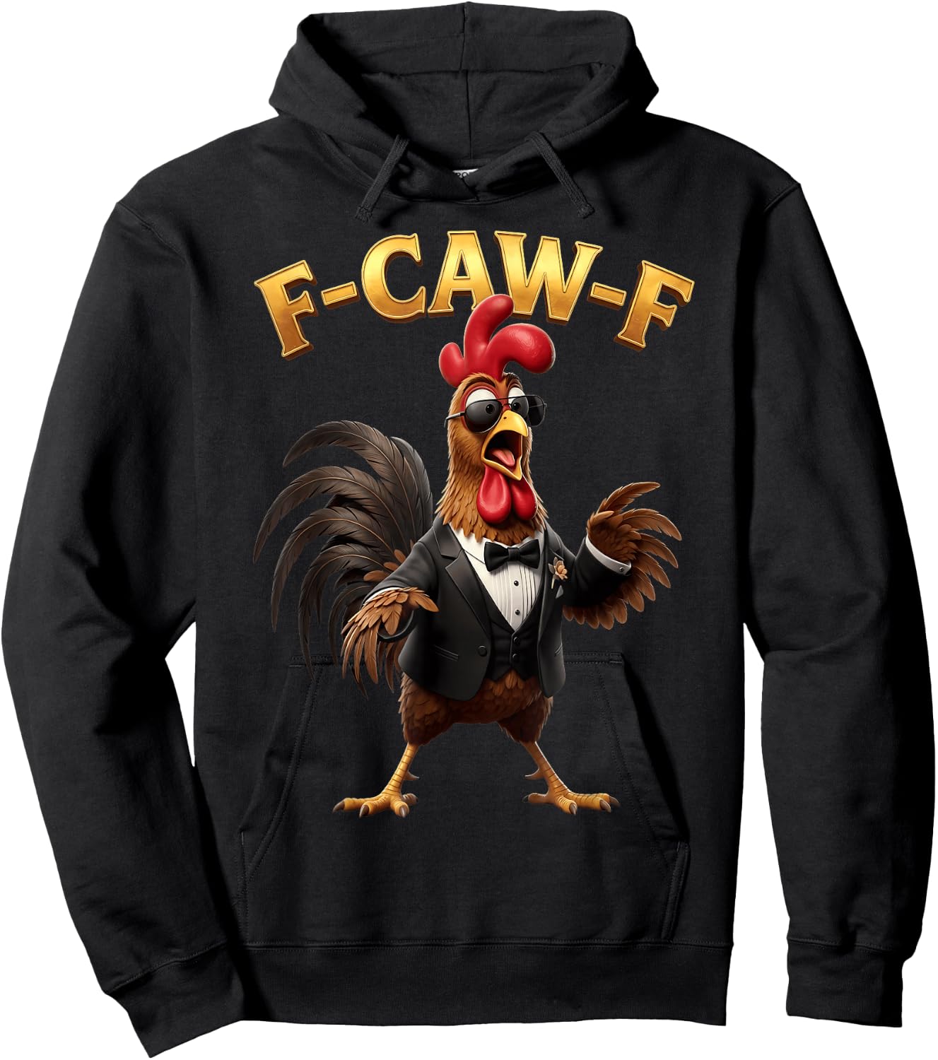 F Caw F Rooster Meme Fcawf Fawk Funny Chicken Humor Hoodie - Hoodie | Black