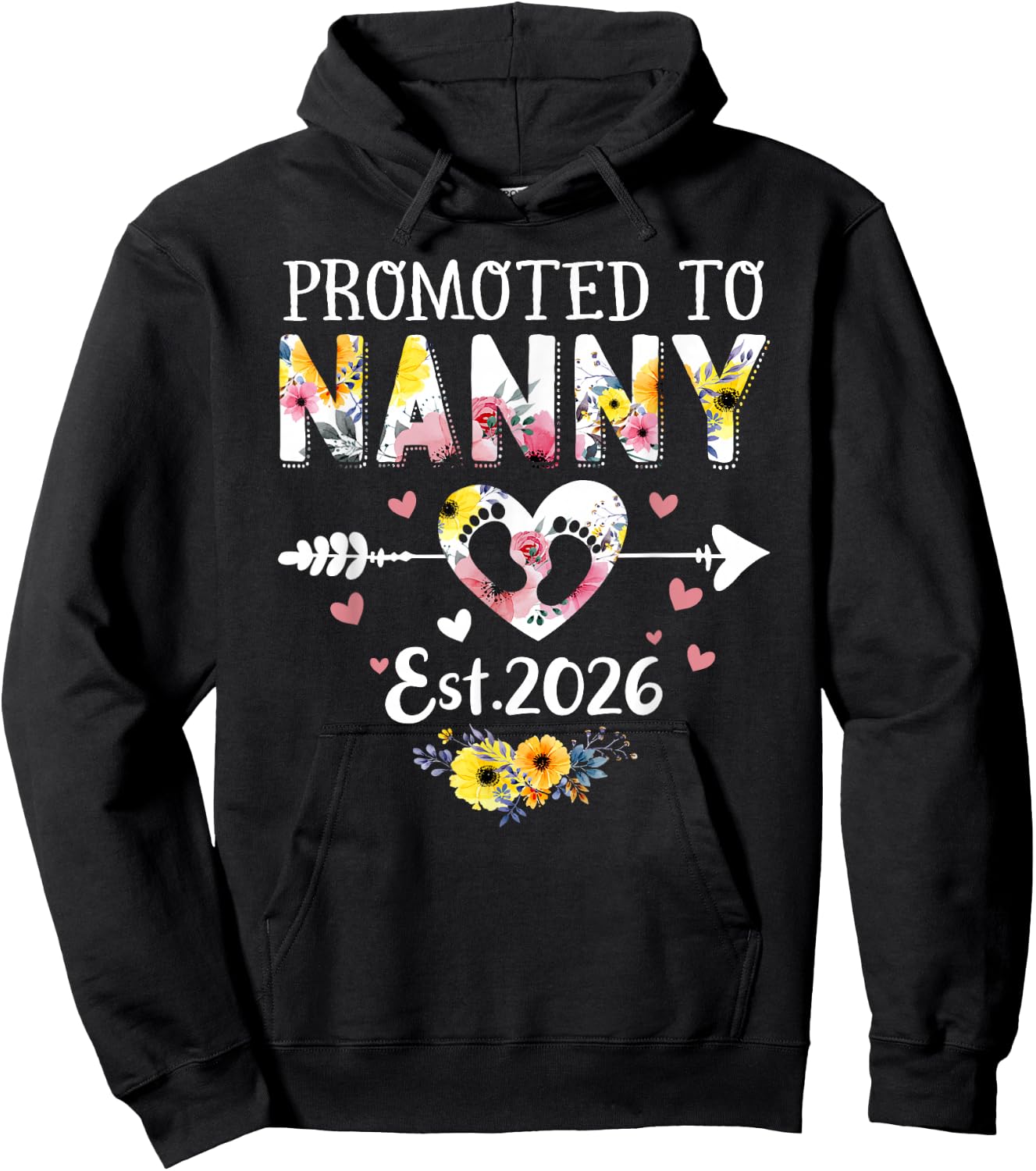 Promoted to Nanny 2026 First Time New Grandma Pregnancy Hoodie - Hoodie | Black
