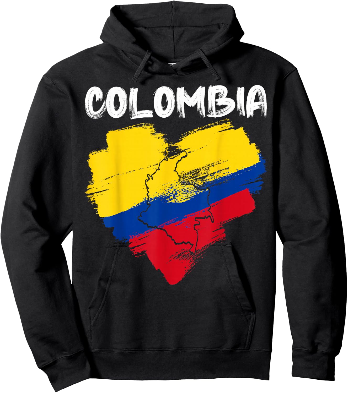 Colombia Pride Hispanic Heritage Month Colombian Flag Heart Hoodie - Hoodie | Black