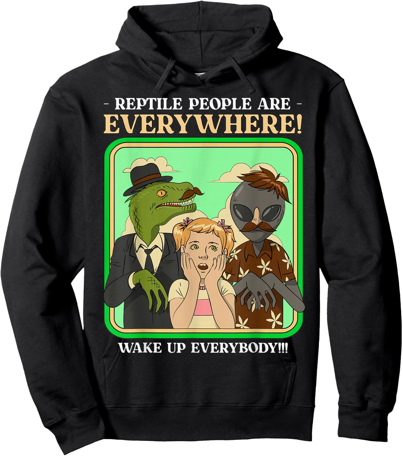 Reptiloid Conspiracy Theorist Gifts - Lizard People Hoodie - Hoodie | Black
