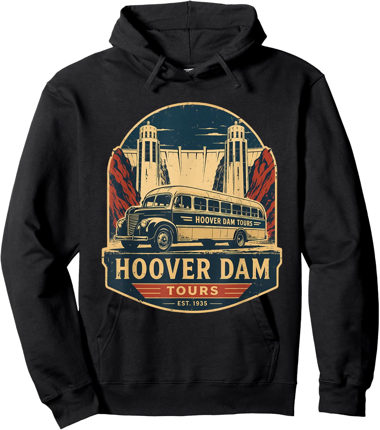 Hoover Dam Vintage Tours Bus Hoodie - Hoodie | Black