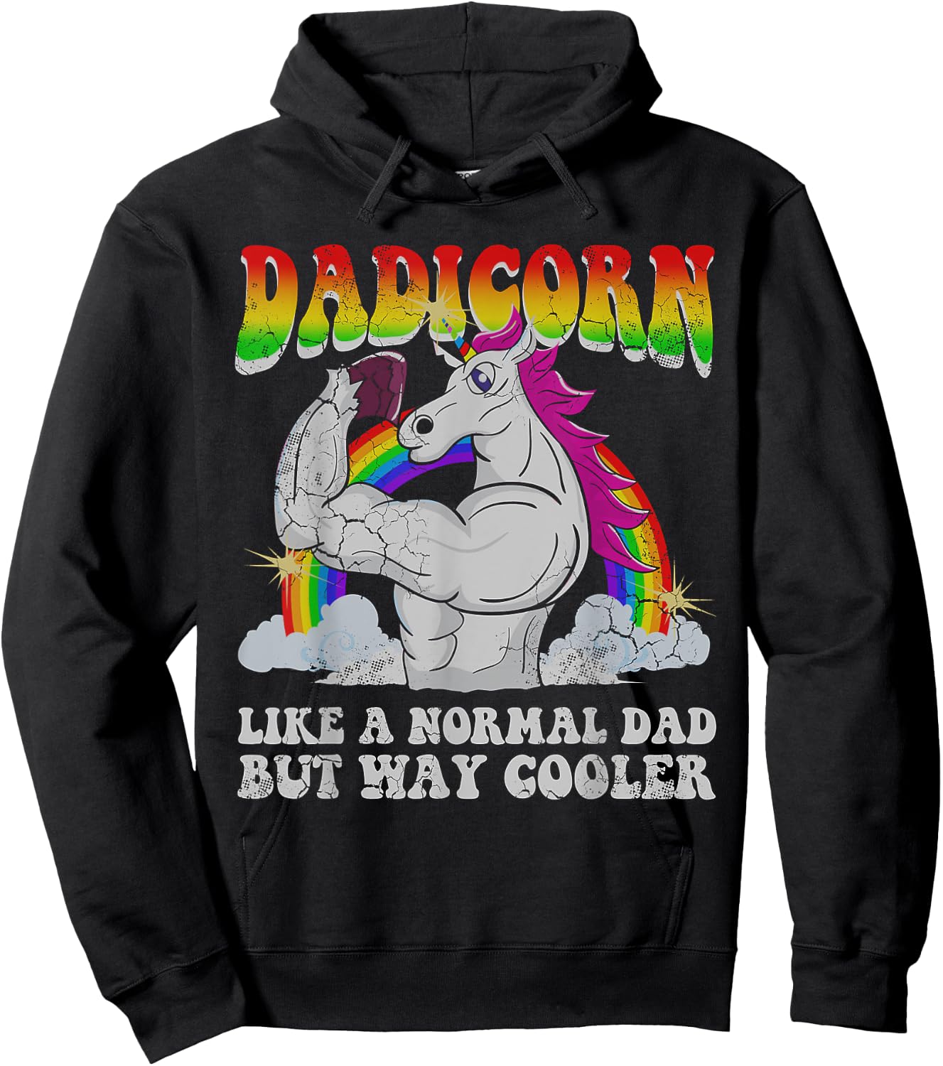 Dadicorn Unicorn Dad Funny Quotes Humor Sayings Gift Hoodie - Hoodie | Black