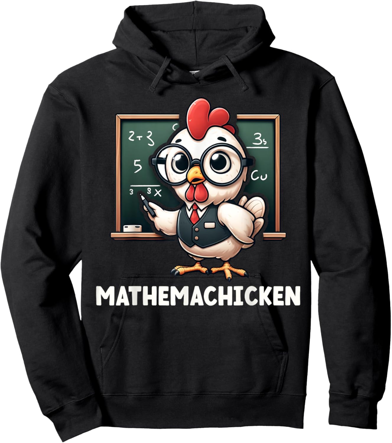 Funny Math Teacher Chicken Mathemachicken Pun Hoodie - Hoodie | Black