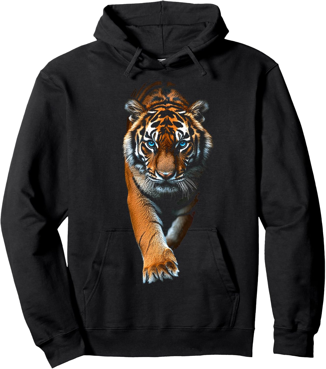 Tiger Animal Graphic Blue Eyes Illustration Tiger , black Hoodie - Hoodie | Black