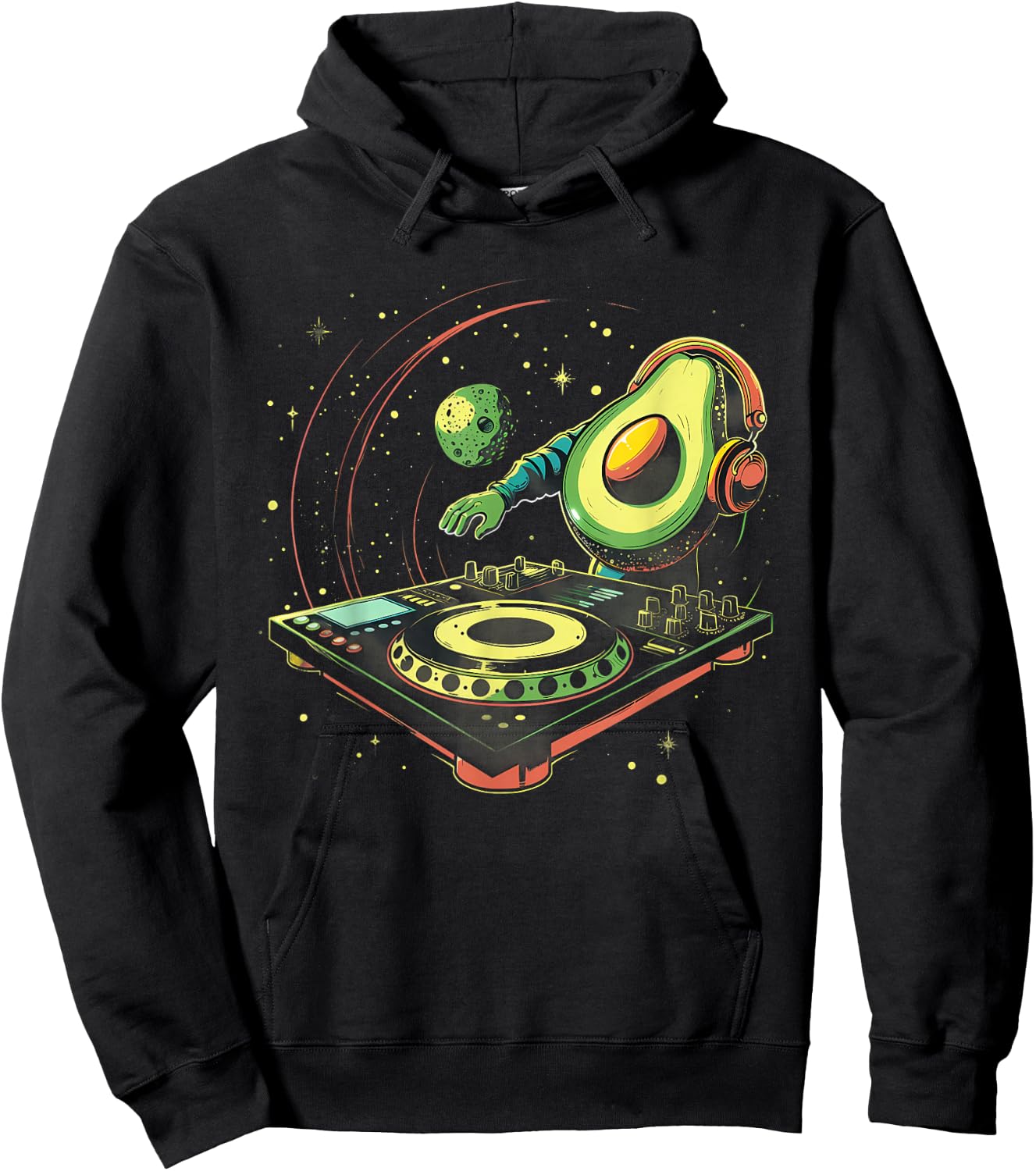 Avocado Music DJ Turntable DJ Avocado Fruits EDM Space Hoodie - Hoodie | Black