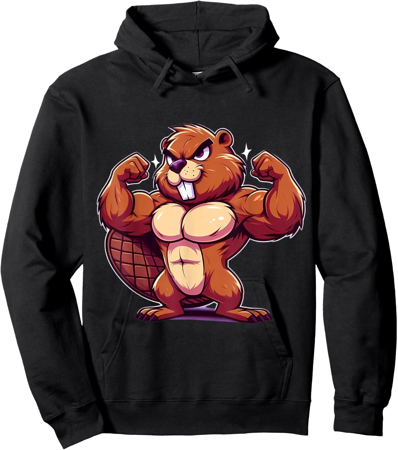 Beaver Flexing Muscles Fan Lover Bodybuilding Gym Workout Hoodie - Hoodie | Black
