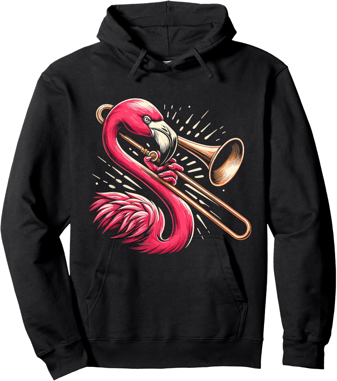 Flamingo Trombone Player Hoodie - Hoodie | Black