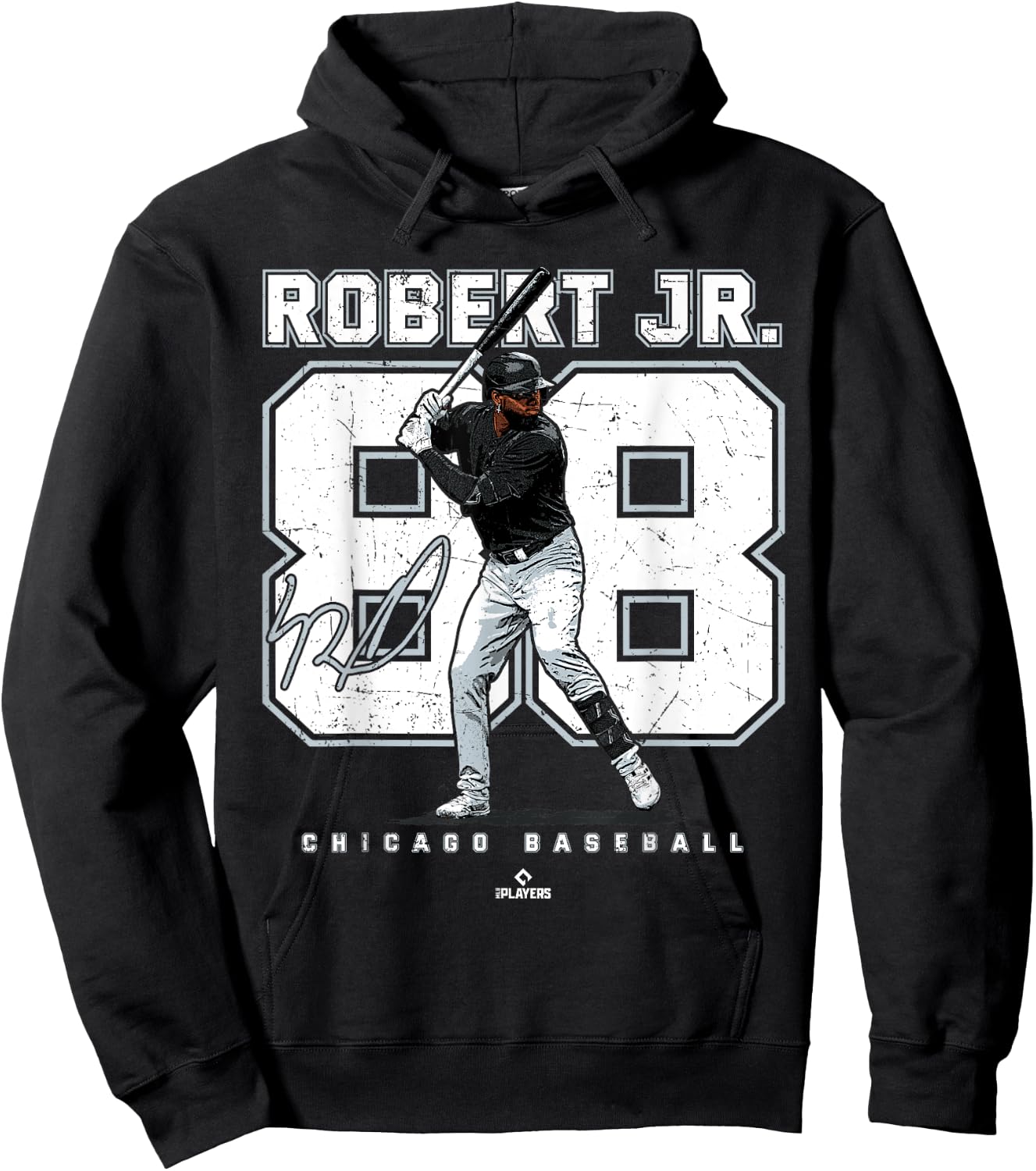 Number and Portrait Luis Robert Jr Chicago MLBPA Hoodie - Hoodie | Black