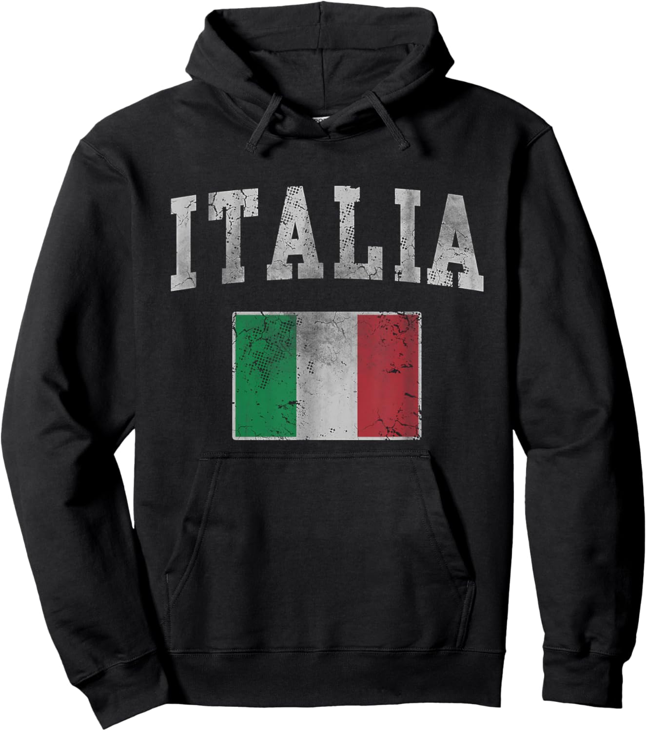 Vintage Italia Italian Flag Italy Men Women Kids Youth Hoodie - Hoodie | Black