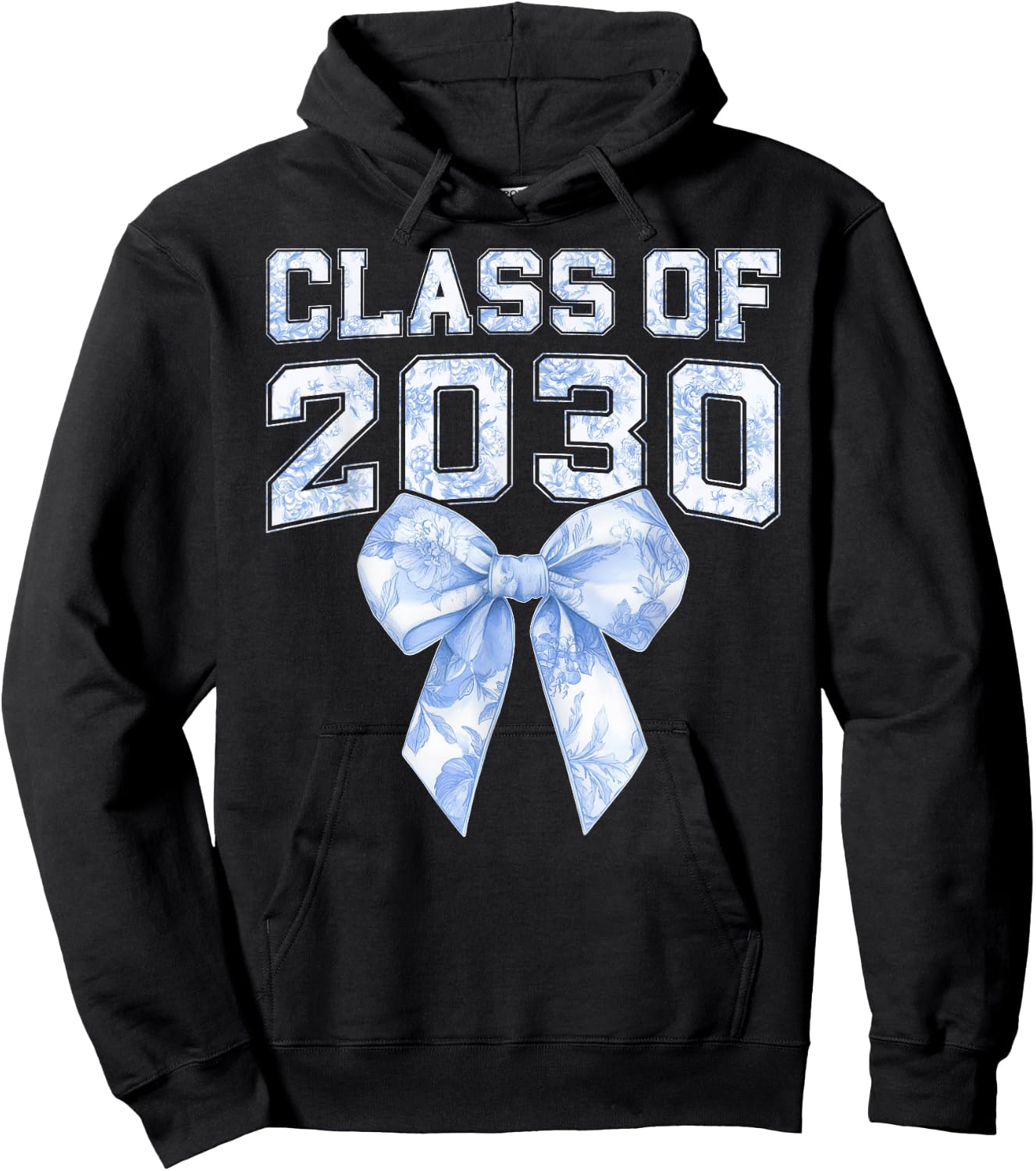 Coquette Bow Preppy Class of 2030 Girly Girl 30 Graduation Hoodie - Hoodie | Black