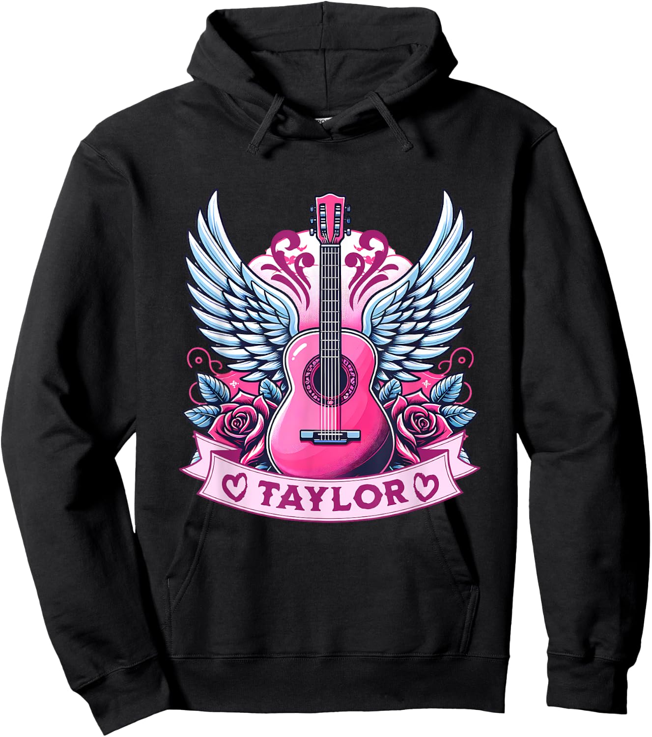 Girl Retro Guitar First Name Personalized Taylor Hoodie - Hoodie | Black