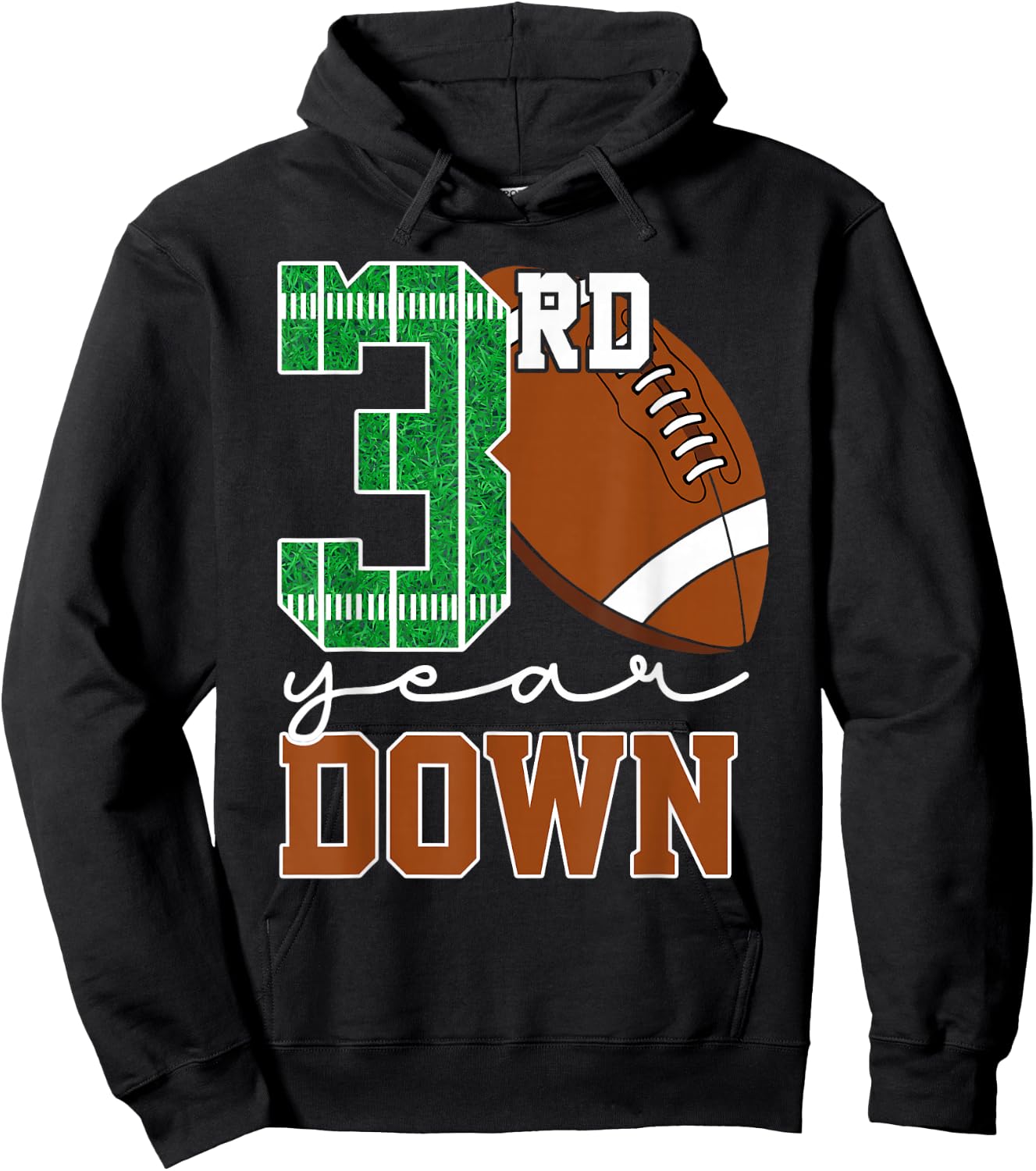 3rd Year Down Football Lover Third Birthday Boy Party Hoodie - Hoodie | Black