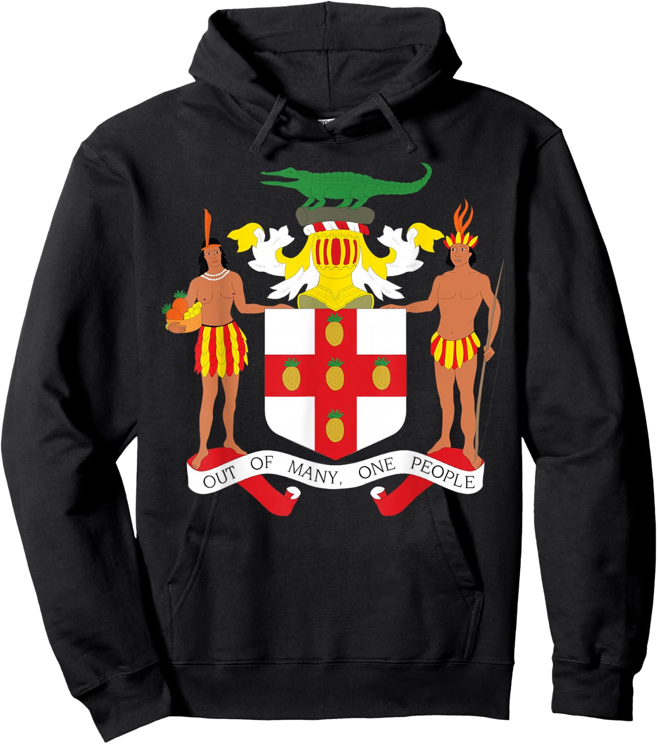 Jamaican Coat of Arms T Shirt, Coat of Arms of Jamaica Shirt Hoodie - Hoodie | Black