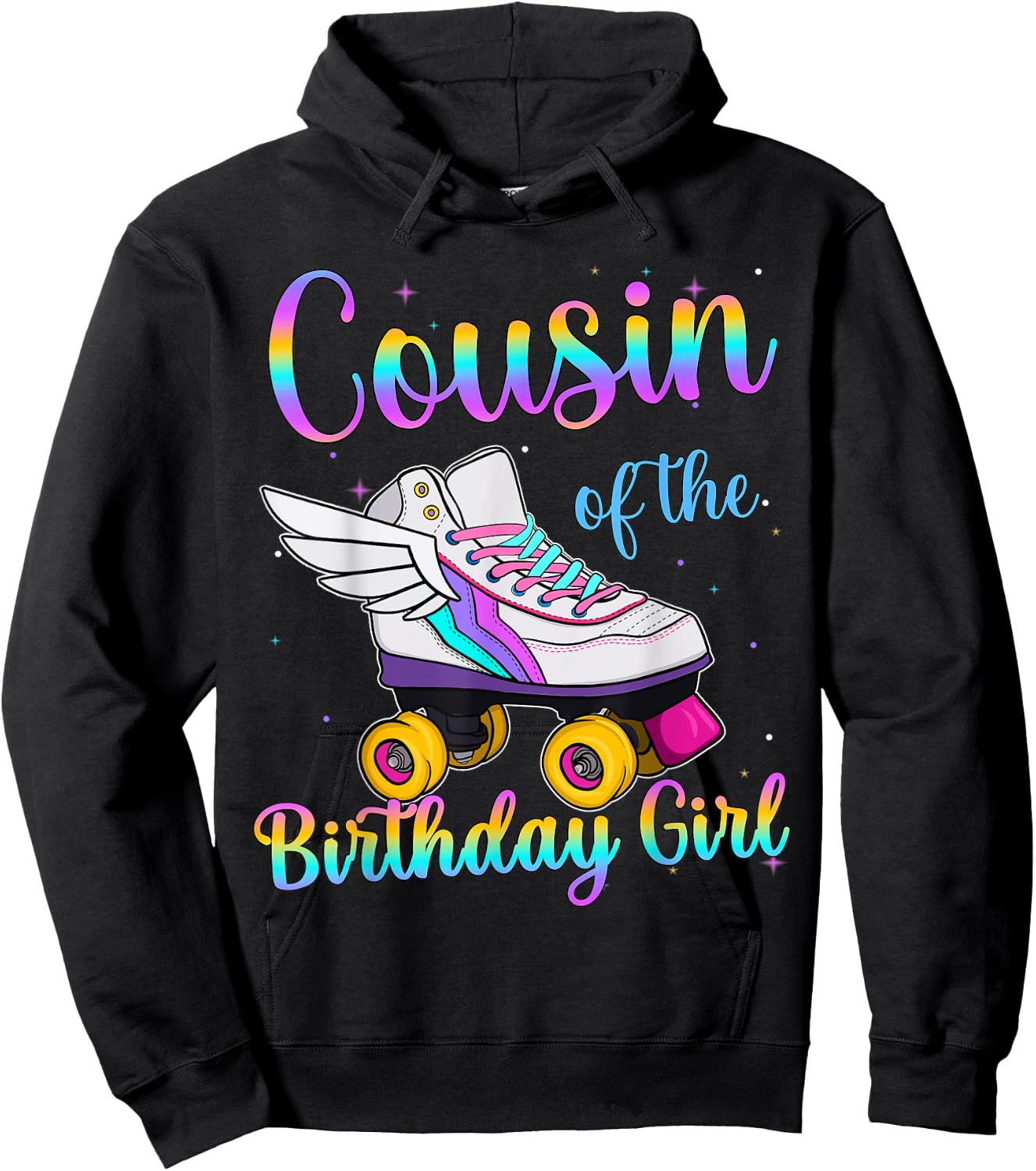 Cousin of the Birthday girl Rolling skate Family Party Hoodie - Hoodie | Black