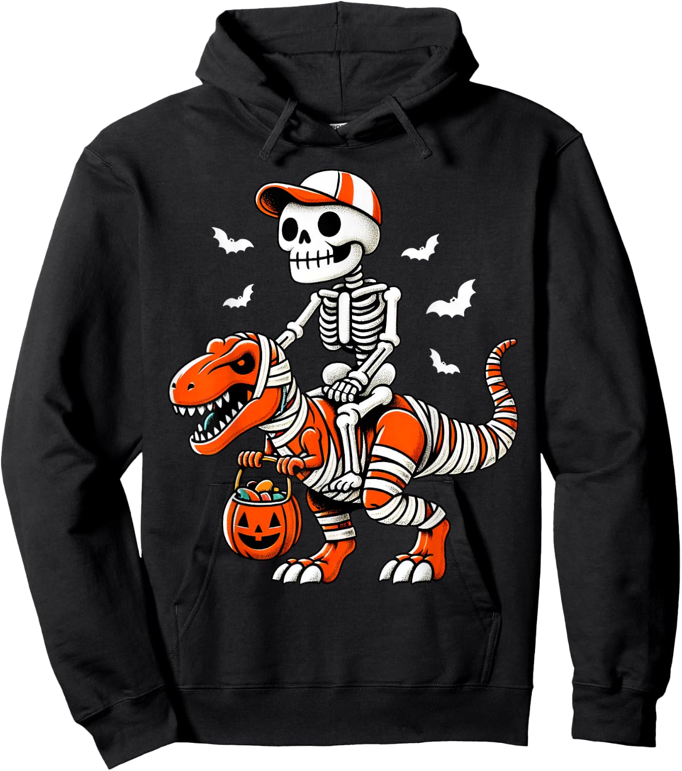 Cool Skeleton T Rex Dino Mummy Toddler Boy Halloween Boy Kid Hoodie - Hoodie | Black