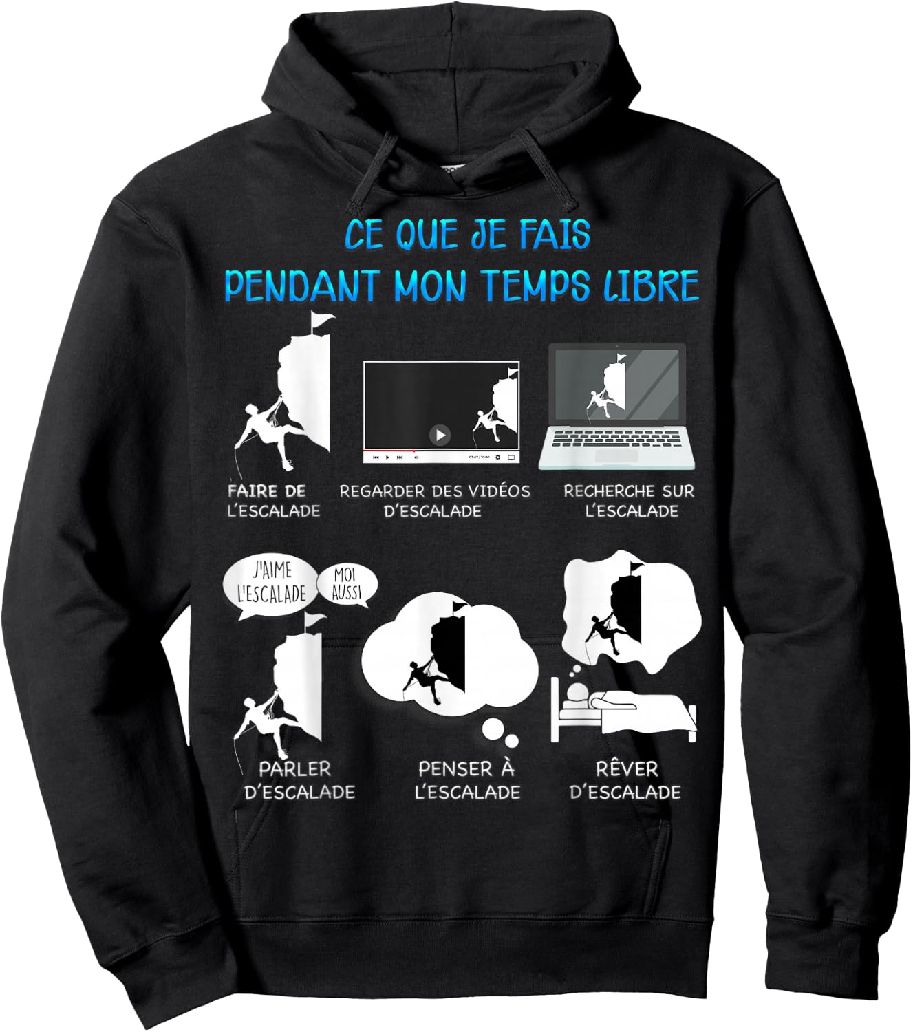 Climbing Mountain Climber Free Time Humour Man Woman , Black, S Hoodie - Hoodie | Black