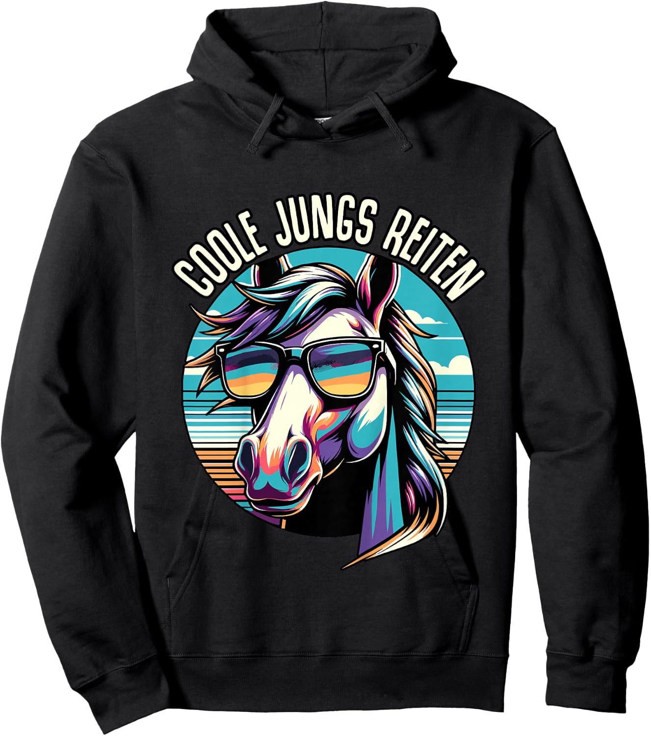 Kinder Coole Jungs Reiten Pferd Reiter Jungen Pferde Reitsport Hoodie - Hoodie | Black