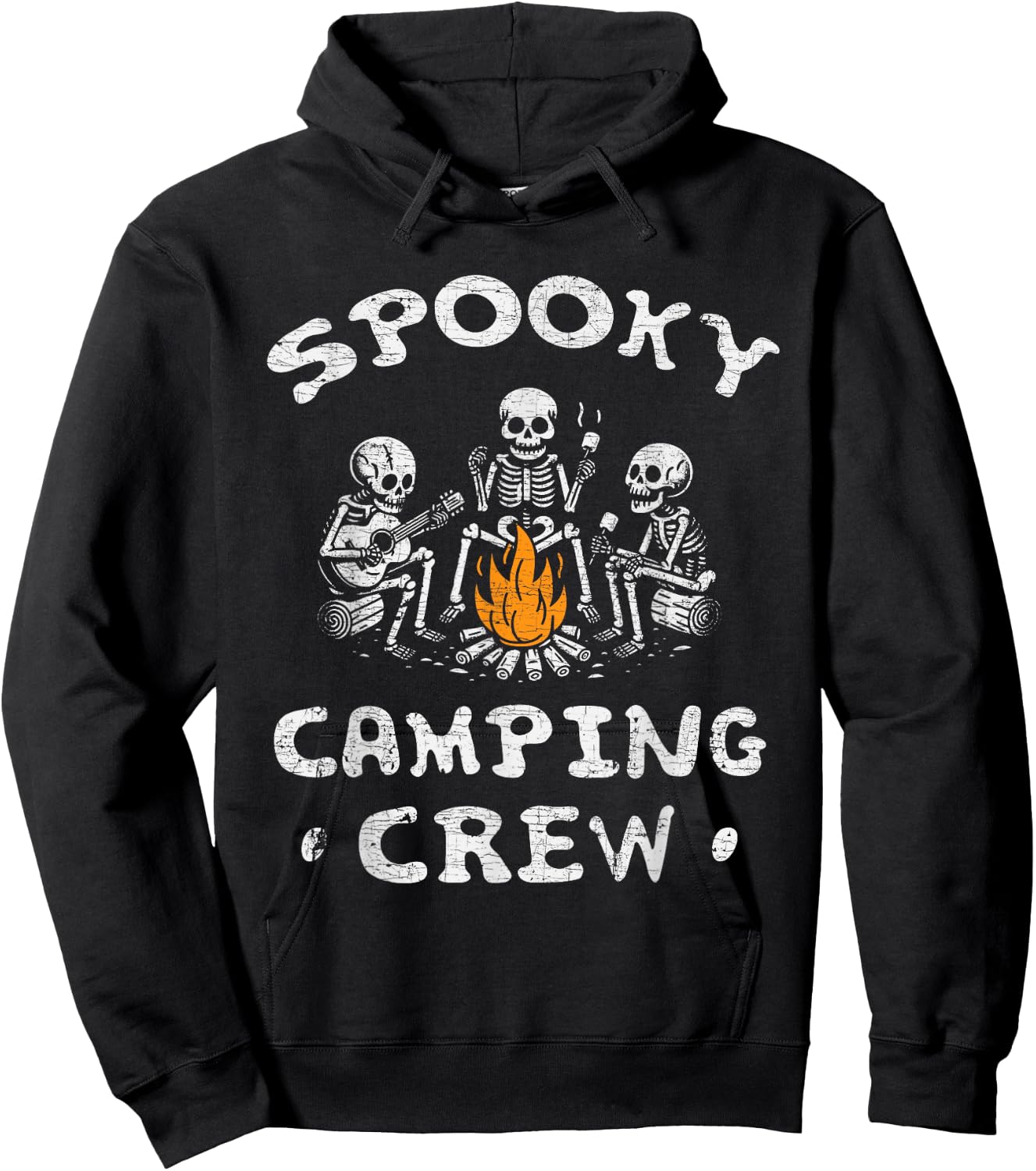Spooky Camping Crew Halloween Camping Skeleton Campsite Hoodie - Hoodie | Black