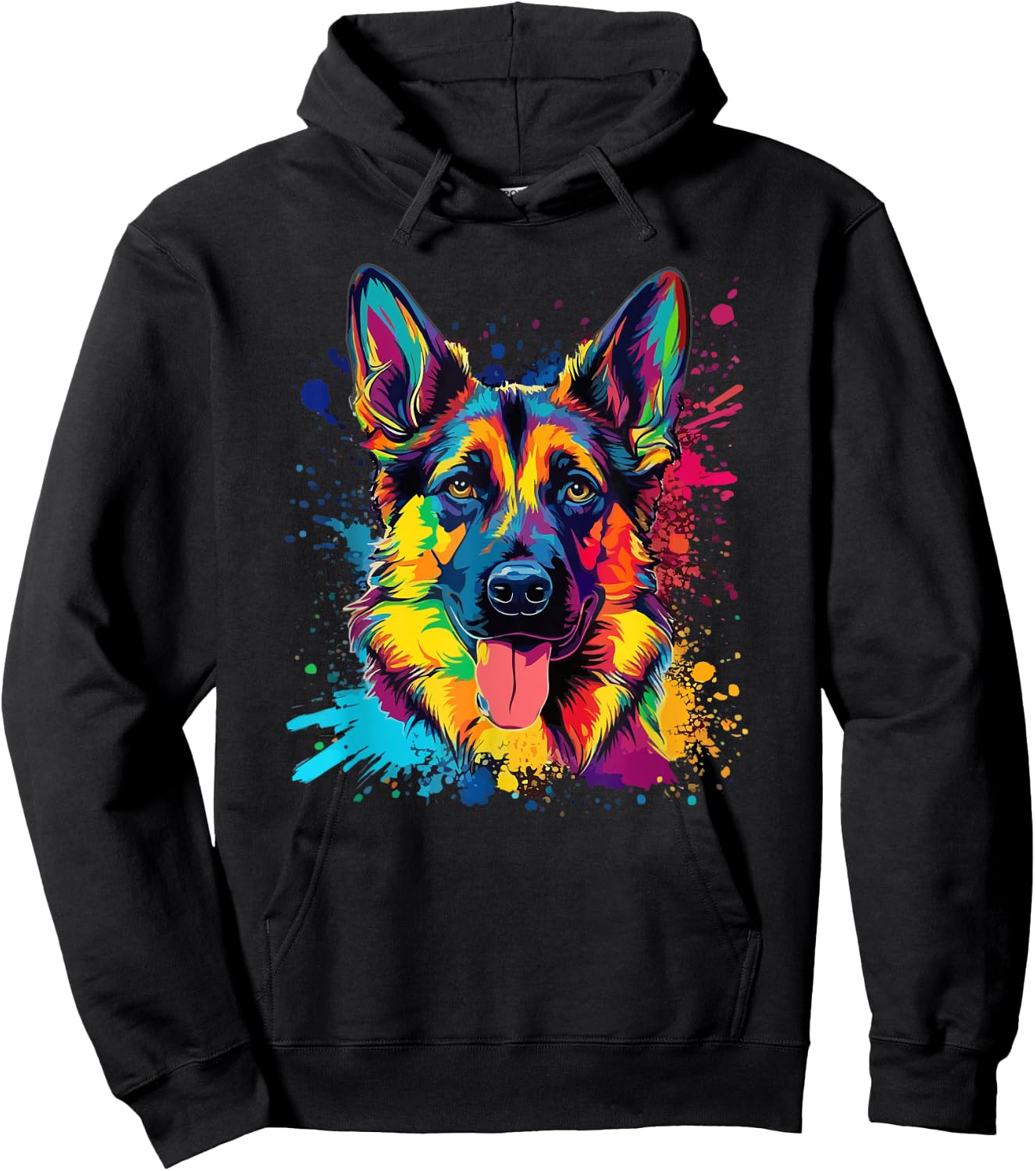 German Shepherd Dog Vintage Abstract Art Portrait Graphic Hoodie - Hoodie | Black