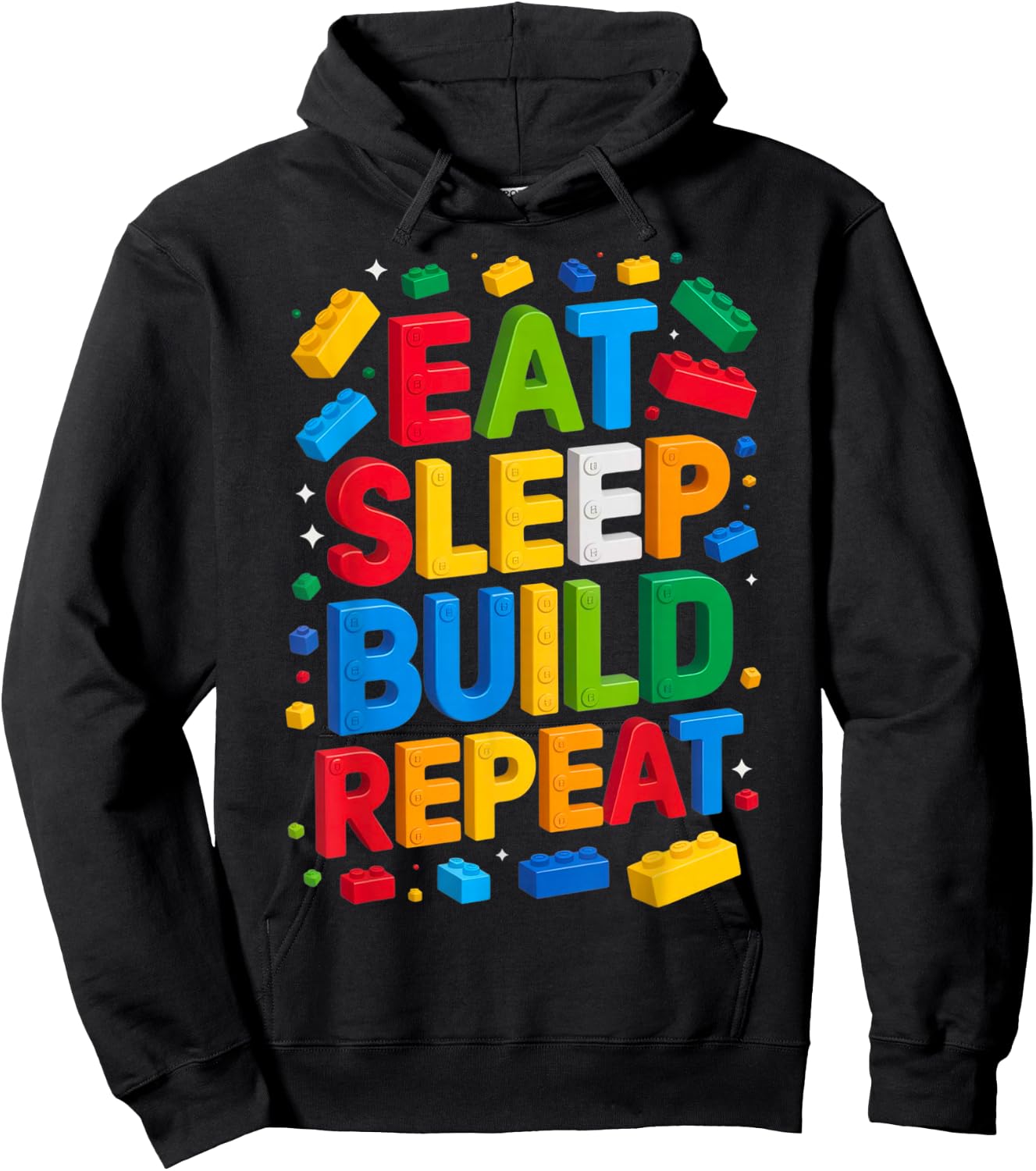 EAT Sleep Build Repeat Bausteine, Bausteine Hoodie - Hoodie | Black
