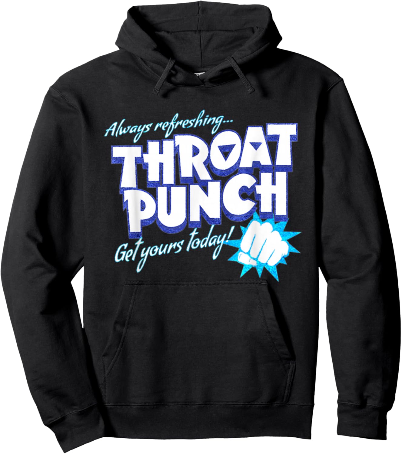 Distressed Refreshing Throat Punch Blue Hoodie - Hoodie | Black