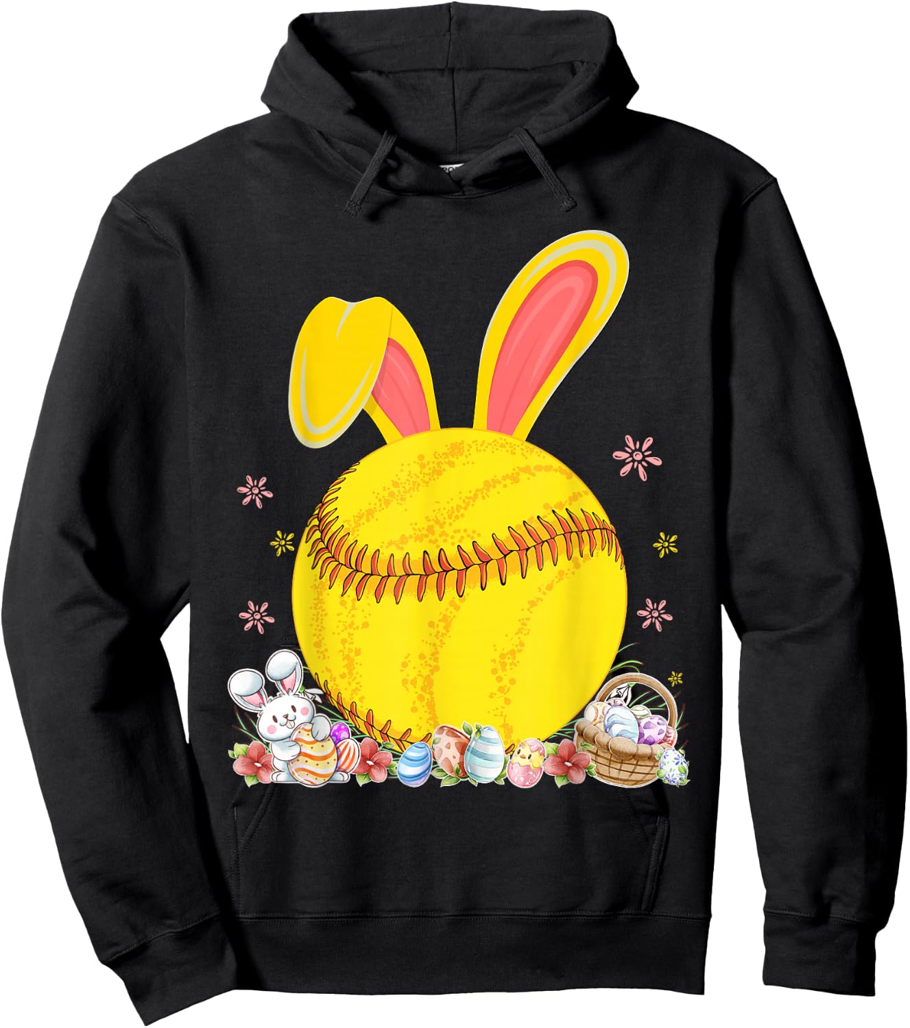 Bunny Softball Easter Eggs Softball Player Easter Day Hoodie - Hoodie | Black