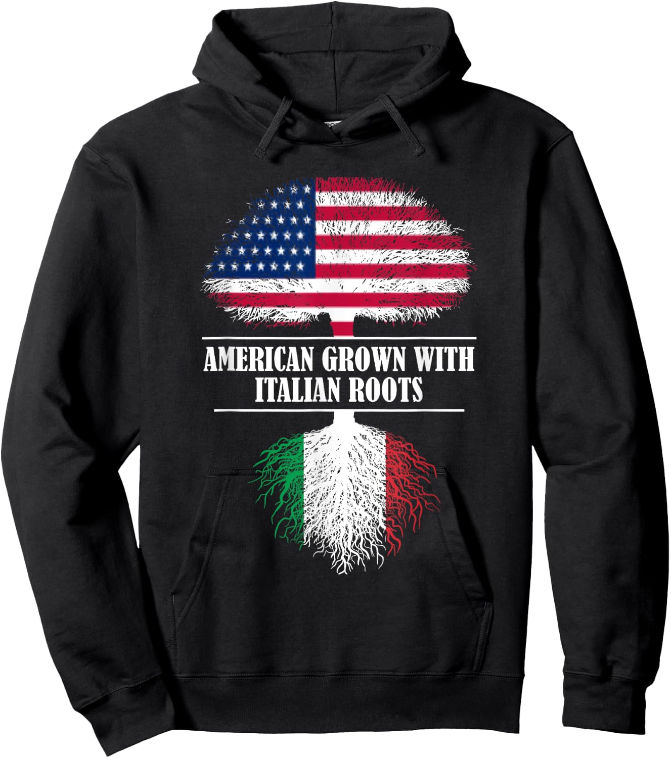 American grown with italian roots Italy flag country Hoodie - Hoodie | Black