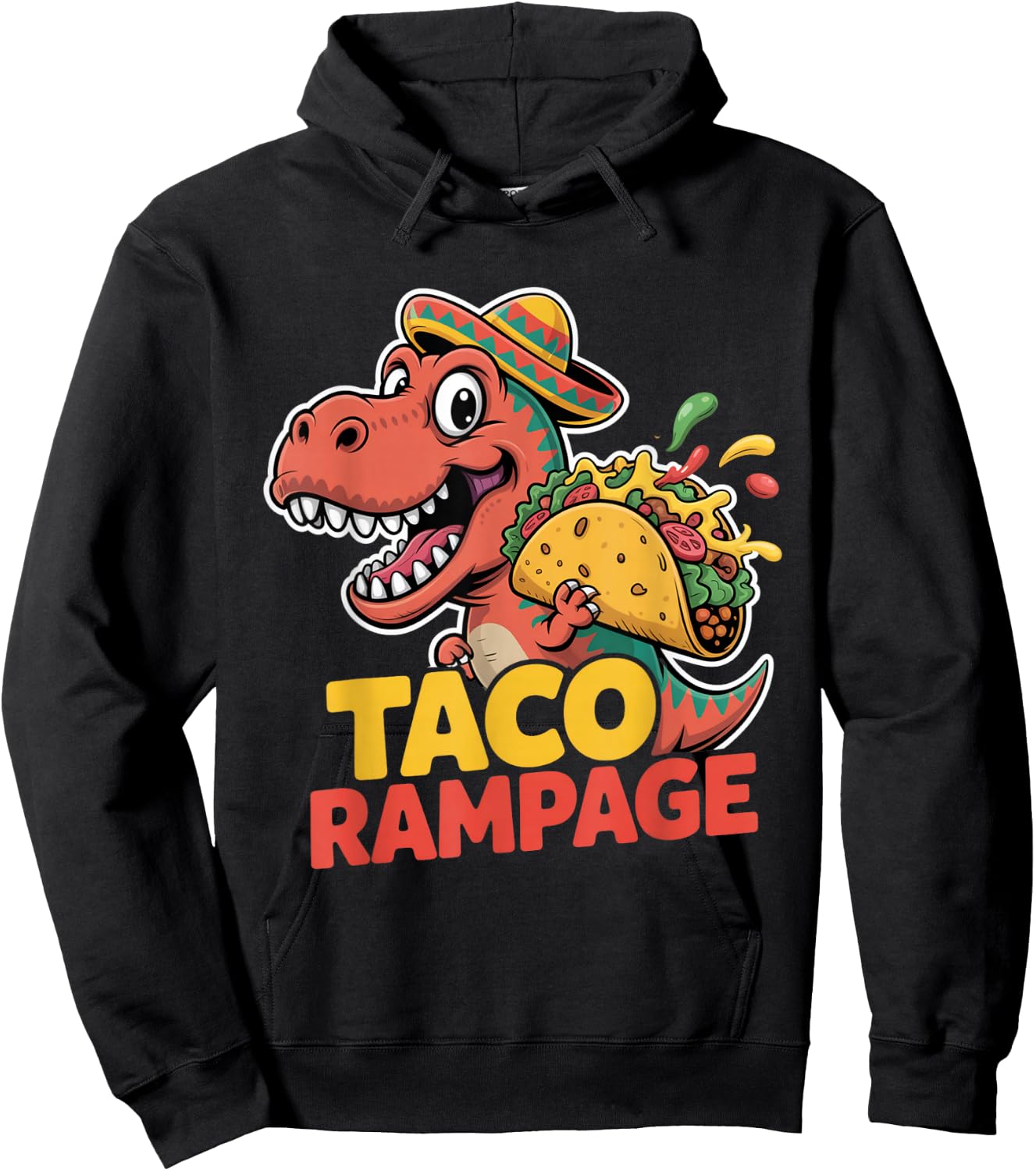 T Rex Taco Rampage Cinco De Mayo Funny Dino Hoodie - Hoodie | Black