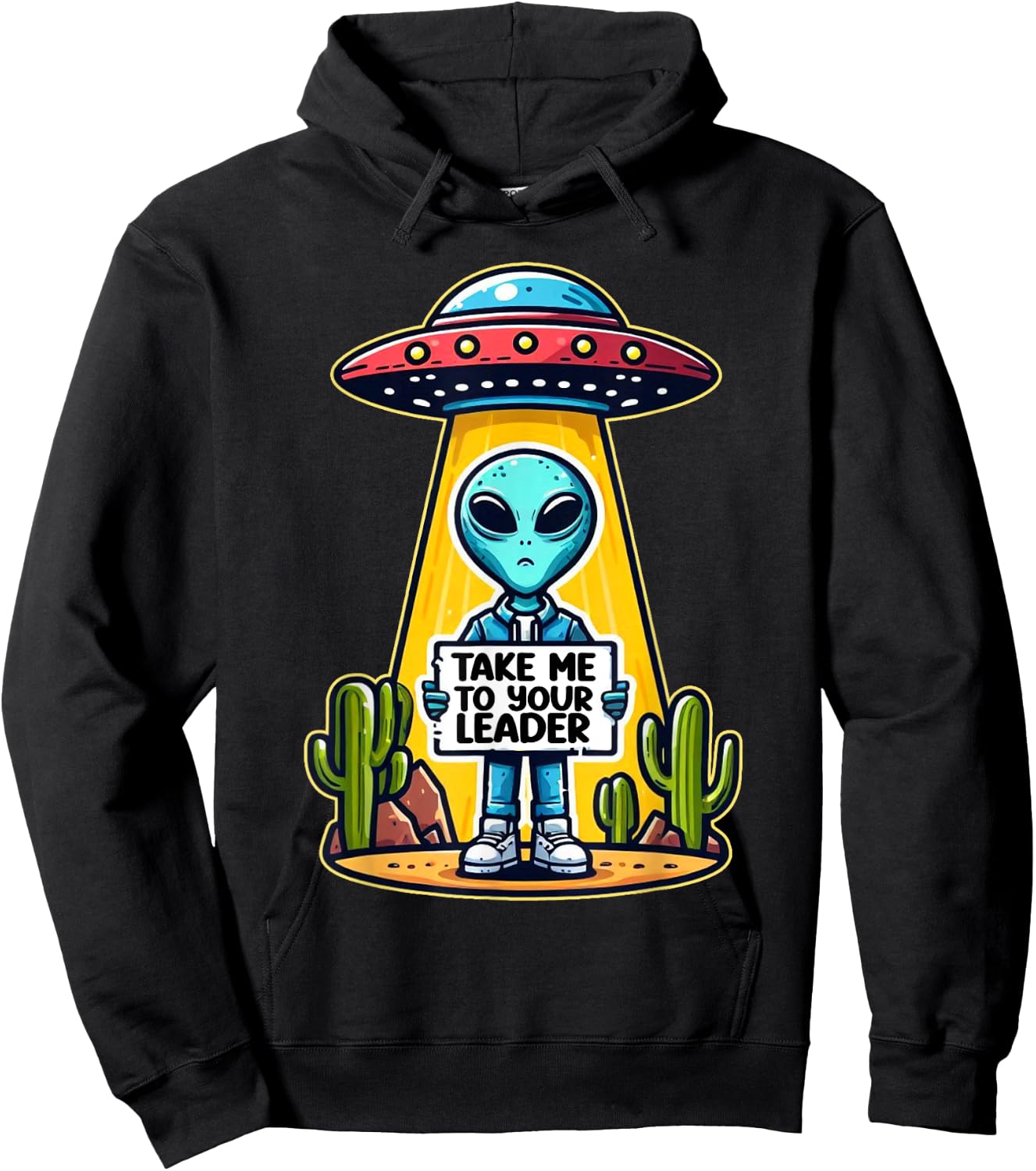 Take me to your leader funny UFO Alien Hoodie - Hoodie | Black