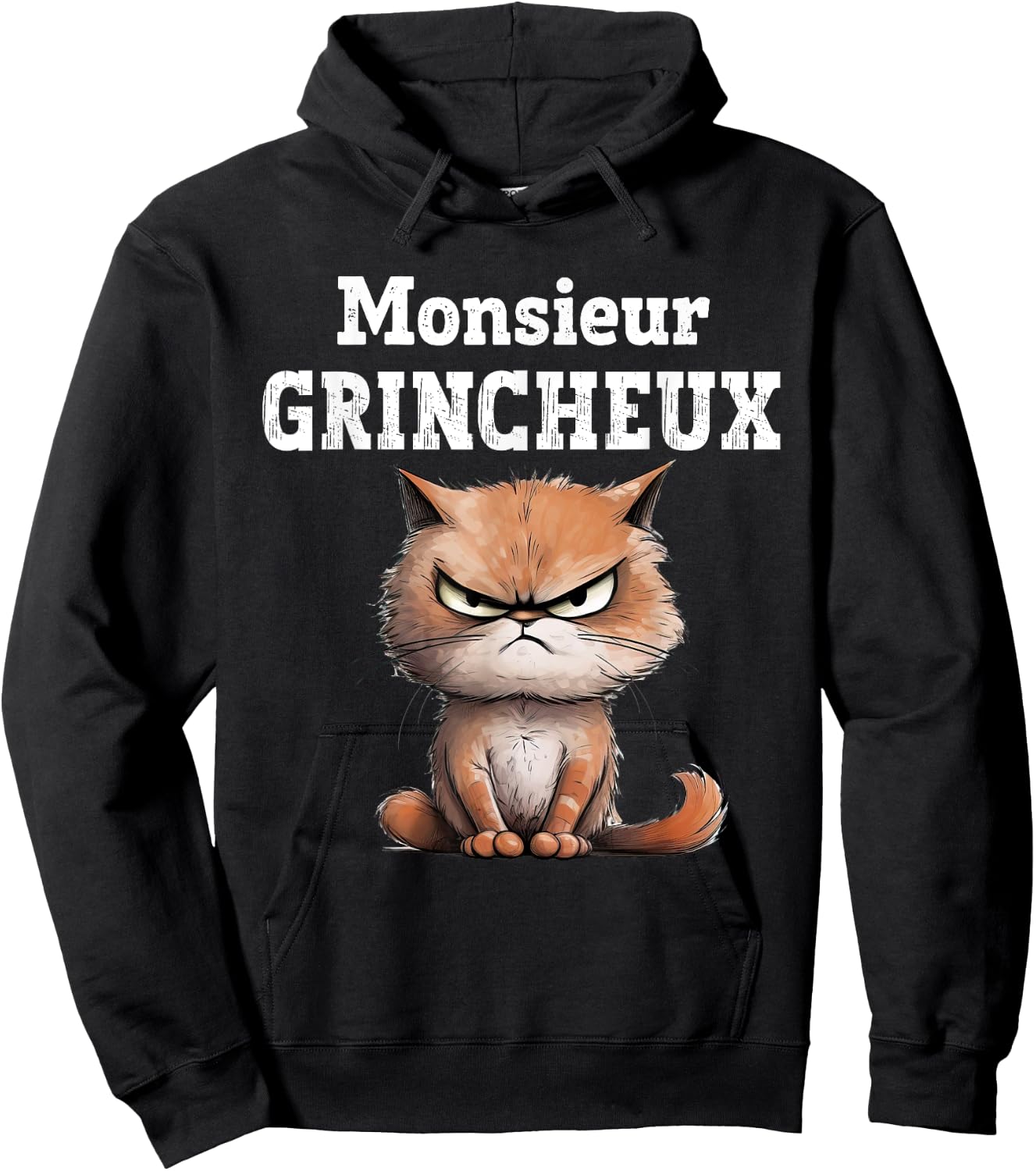 Monsieur Grincheux Mood Grognon Original Humor , Black, S Hoodie - Hoodie | Black