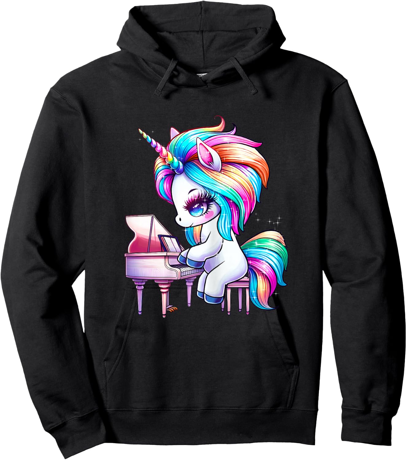 Unicorn Playing Piano Pianist Musician Music Teacher Hoodie - Hoodie | Black