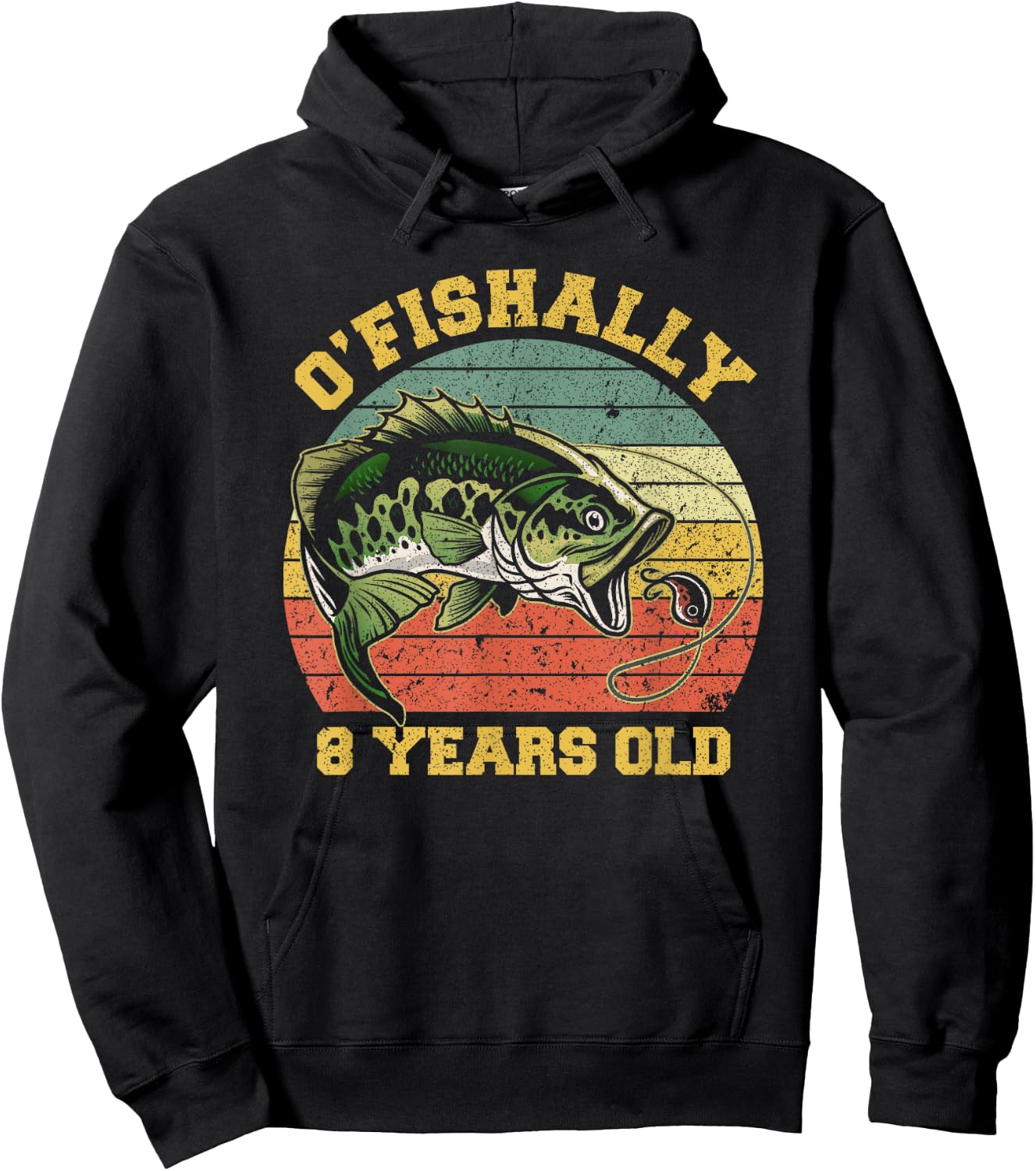 O'Fishally 8 Years Old Fishing Birthday Theme Party 8th Hoodie - Hoodie | Black