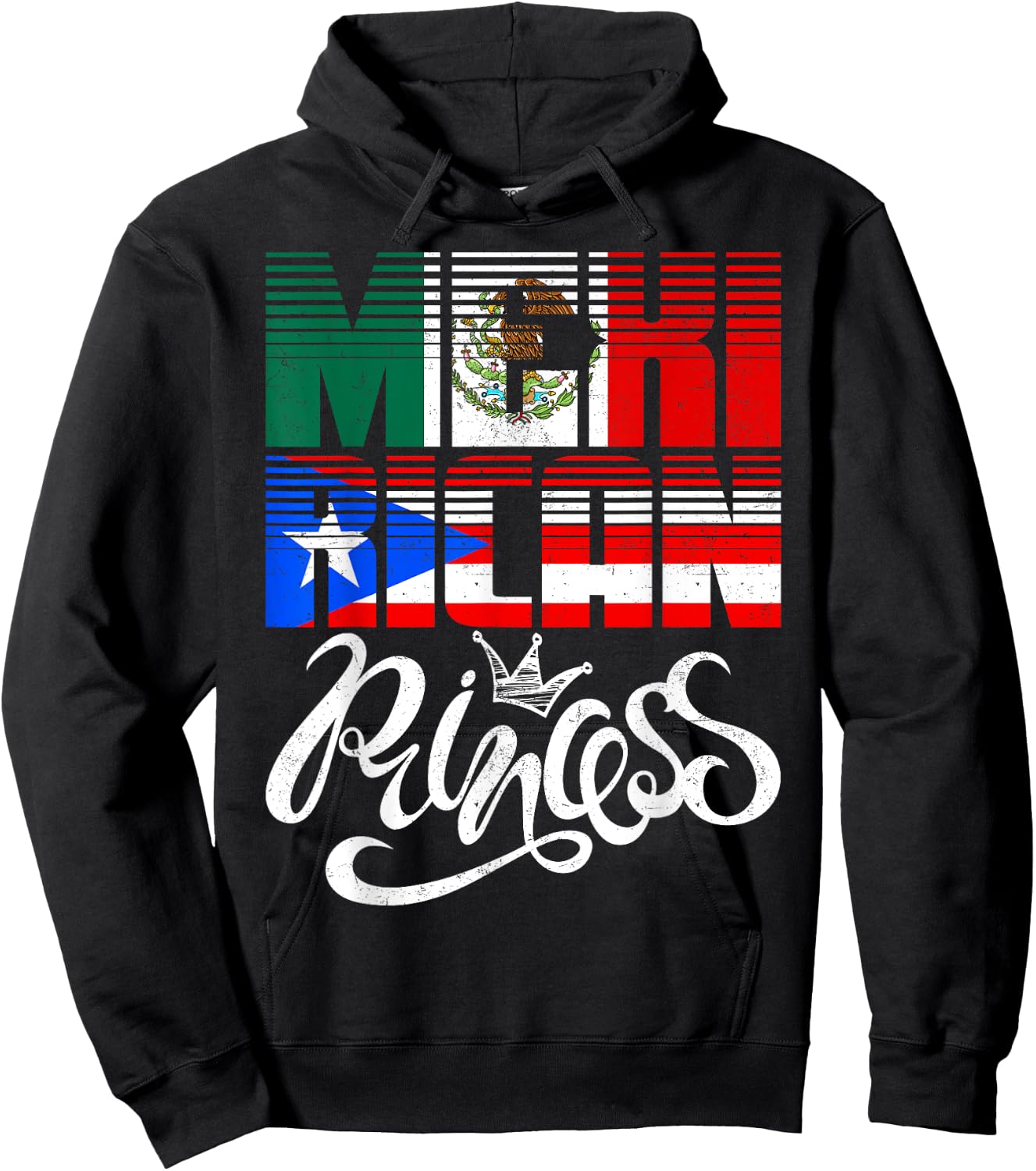 Mexirican Princess Puerto Rican Mexican Hispanic Heritage Hoodie - Hoodie | Black
