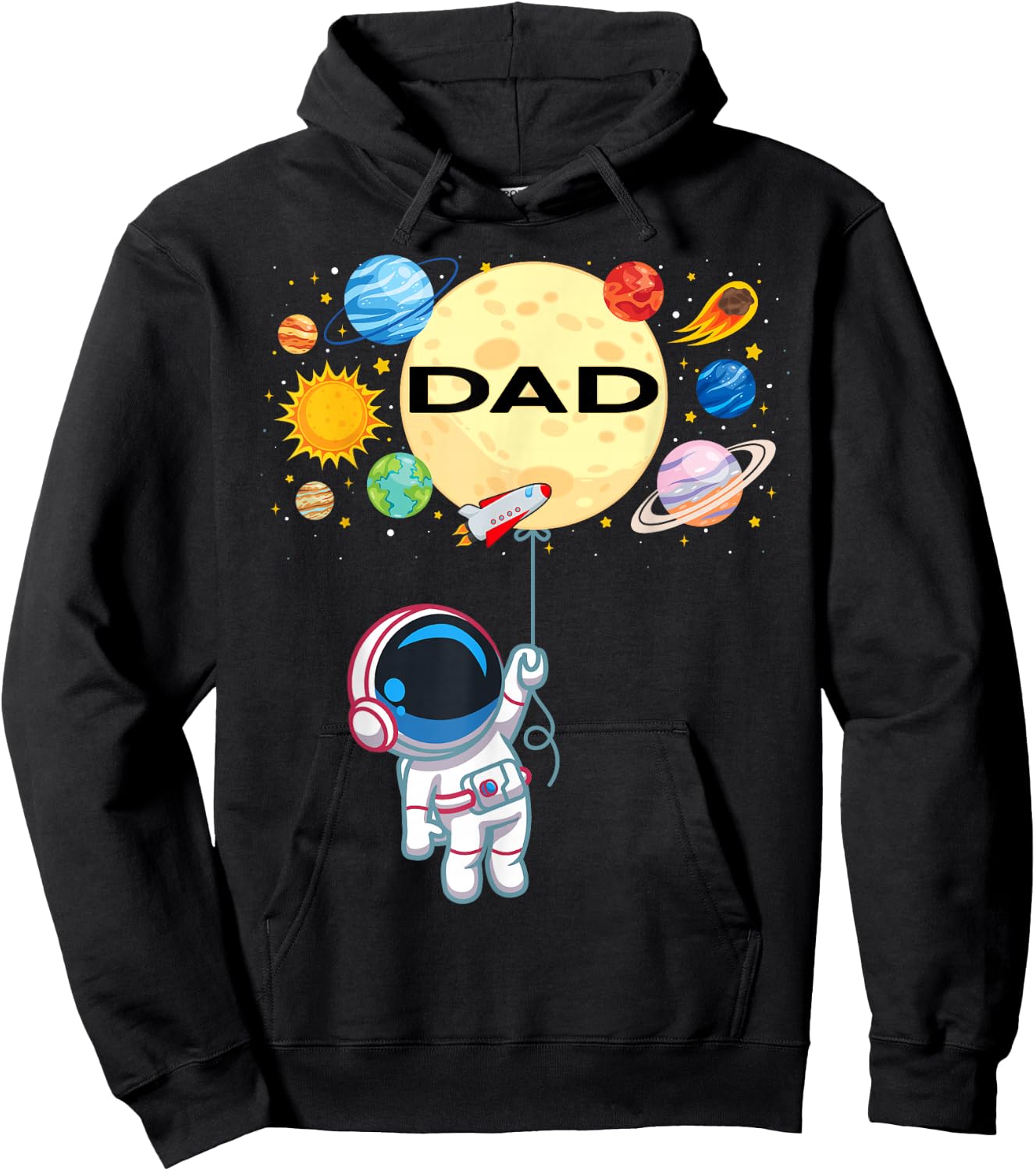 Dad of The Birthday Boy Astronaut Space Planets Family Hoodie - Hoodie | Black