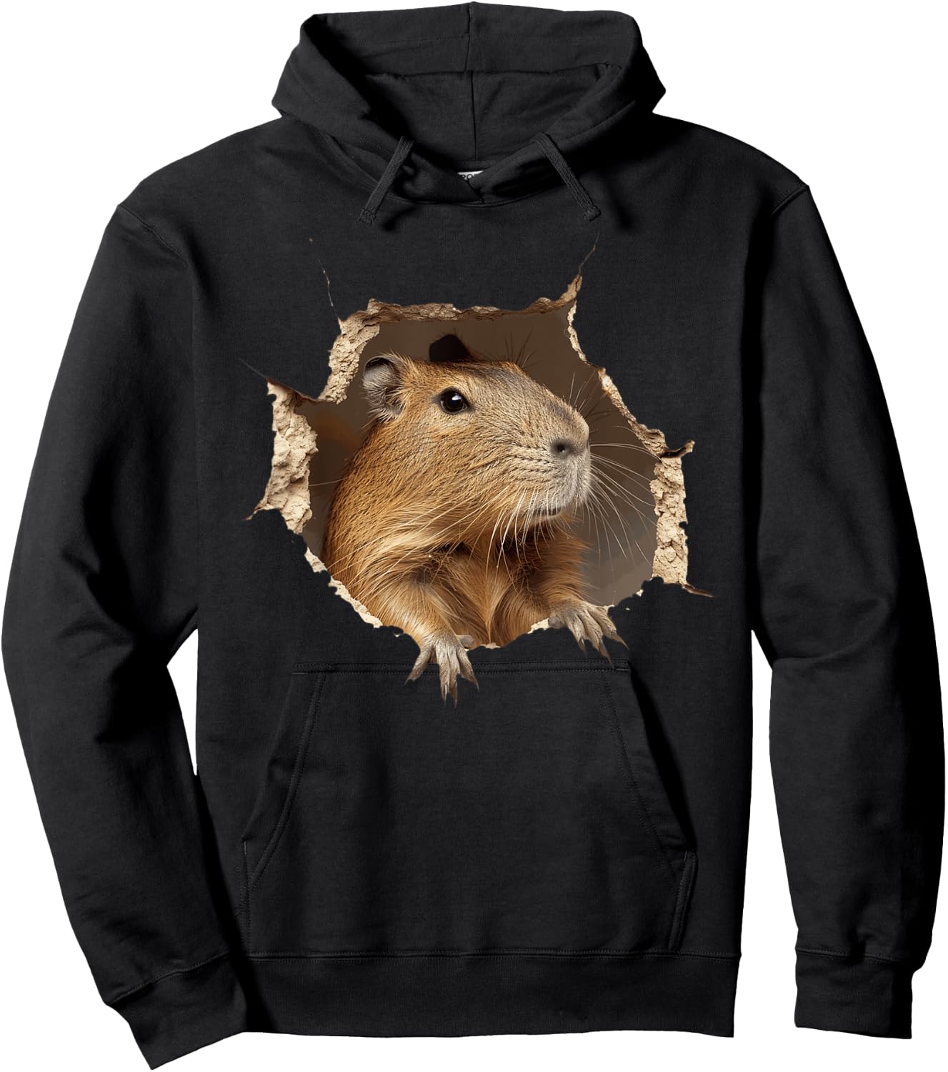 Funny Graphic Capybara Hoodie - Hoodie | Black