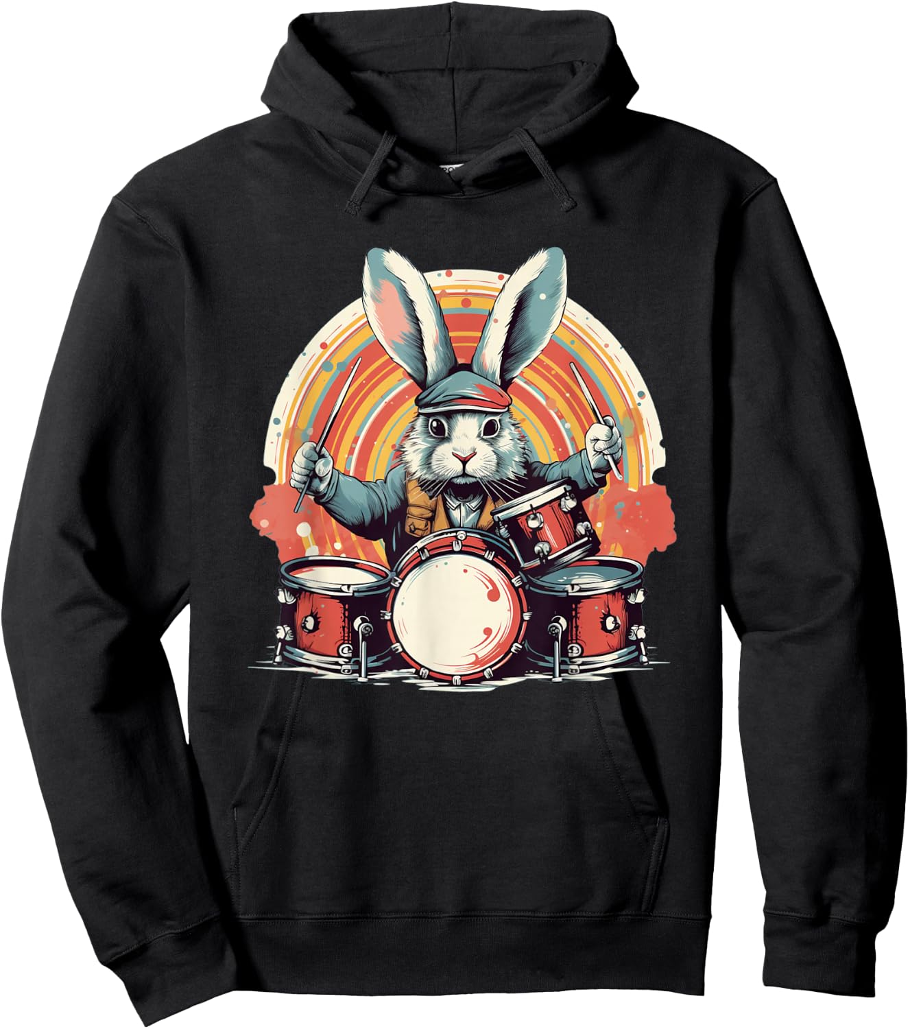 Cool hidden Easter eggs with this drummer bunny costume Hoodie - Hoodie | Black