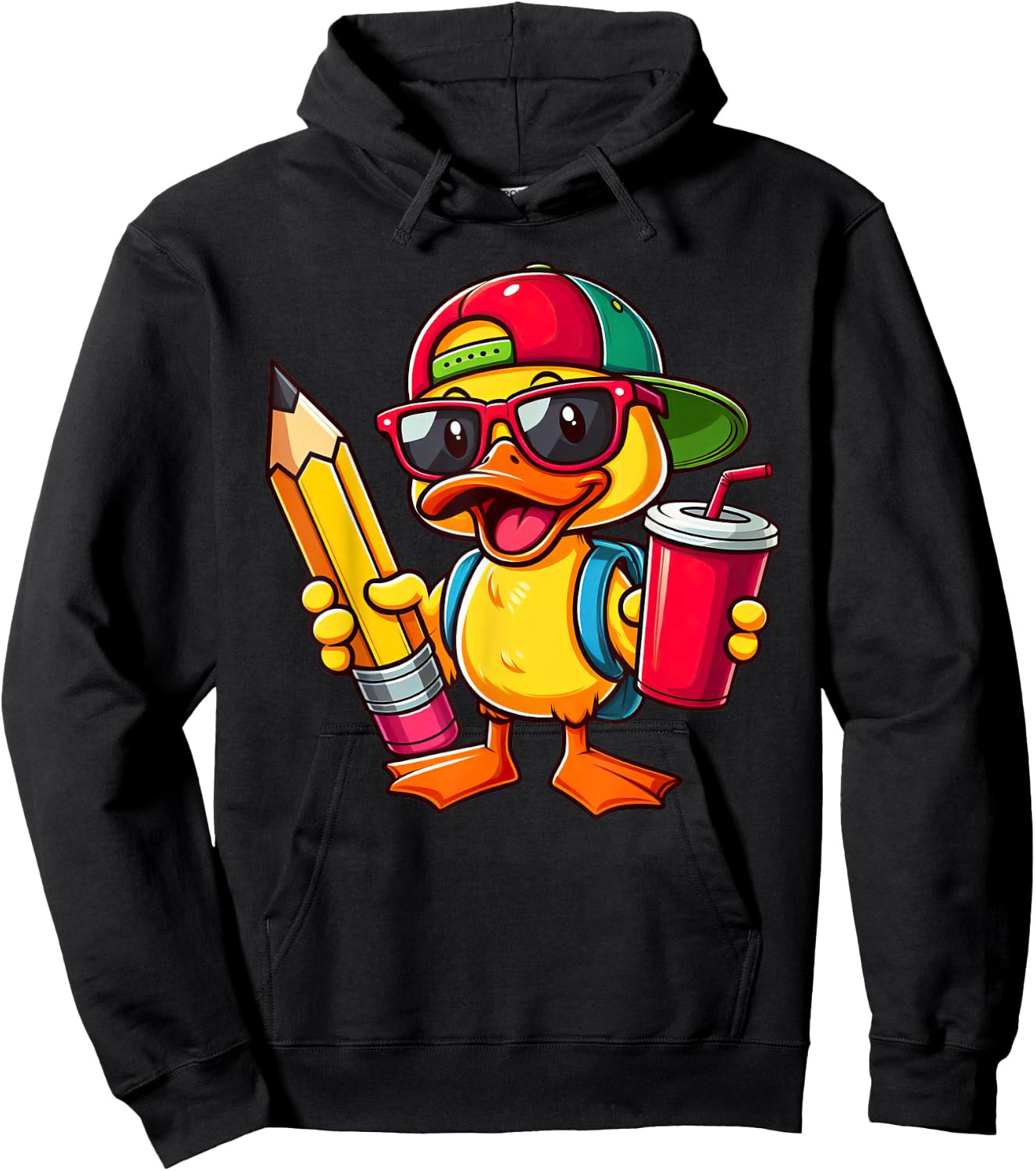 Cute Duck Lover Pencil Back to School Kids Boys Girls Hoodie - Hoodie | Black
