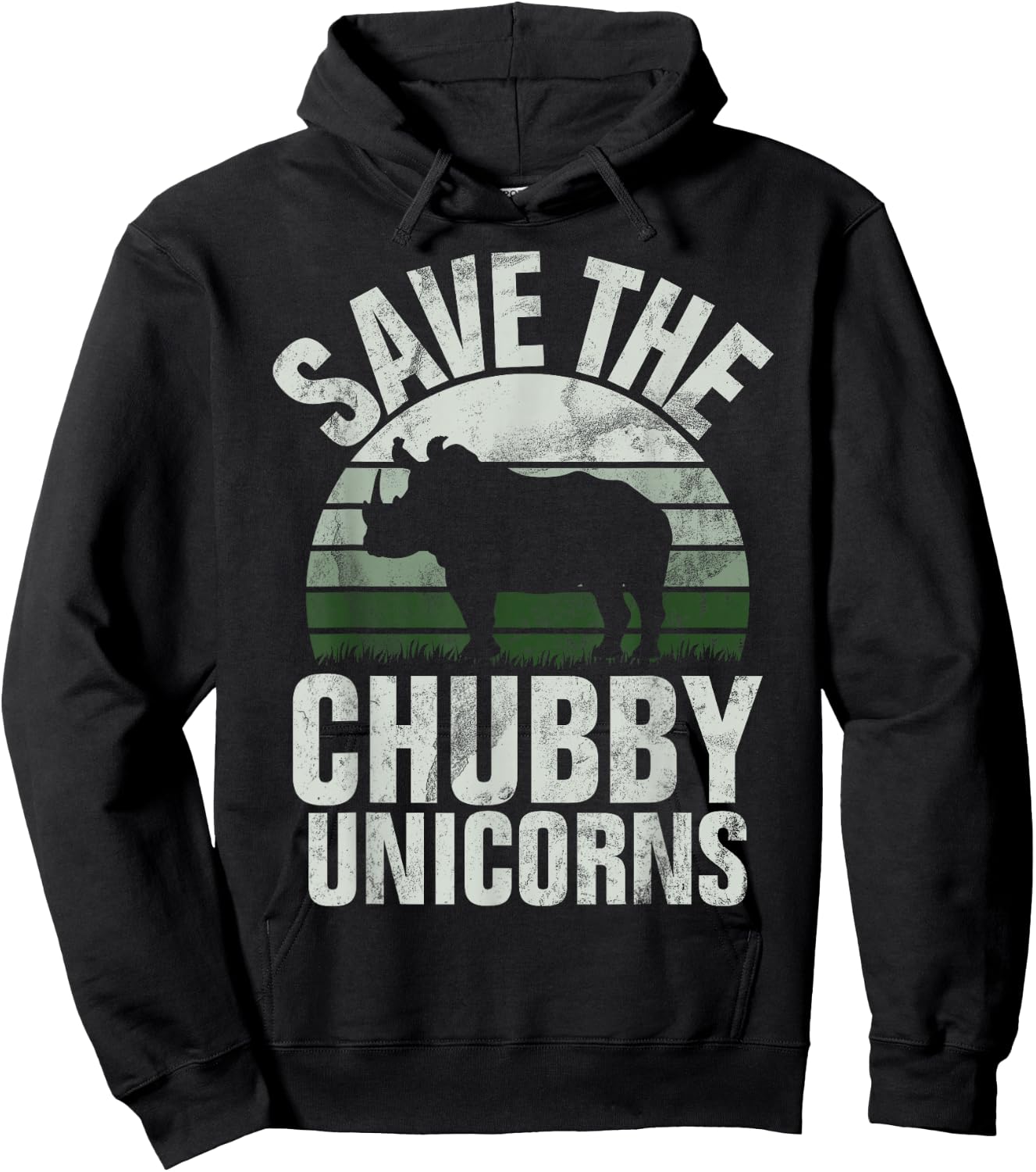 Save The Chubby Unicorns Fat Rino Rhinoceros Retro Hoodie - Hoodie | Black