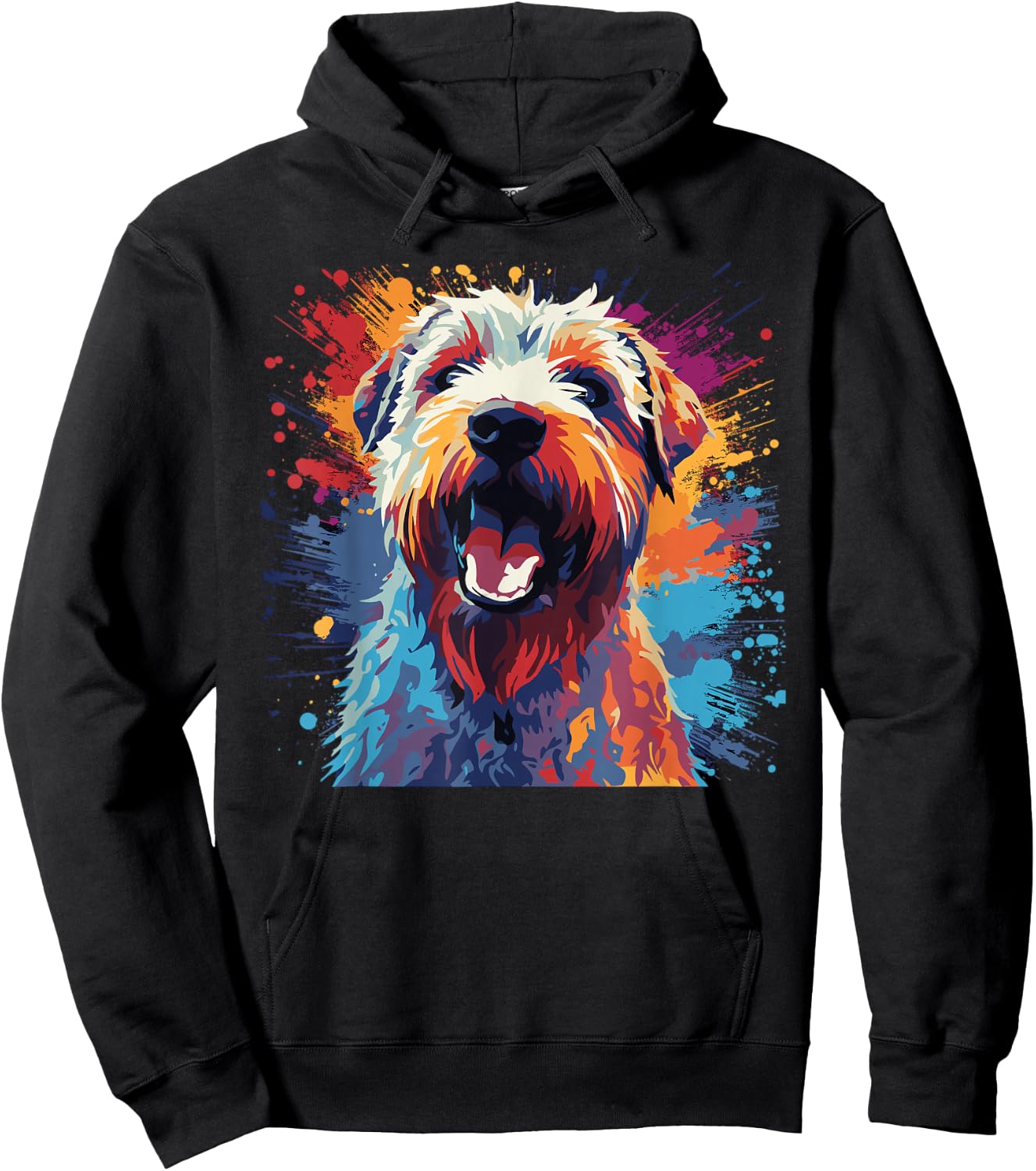 Watercolor Colorful Irish Soft Coated Wheaten Terrier Hoodie - Hoodie | Black