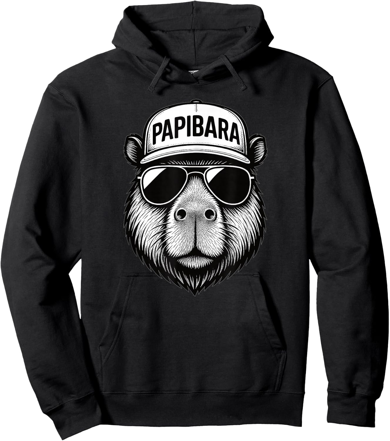 Papibara Cool Lustiger Capybara Papa Vatertag Hoodie - Hoodie | Black