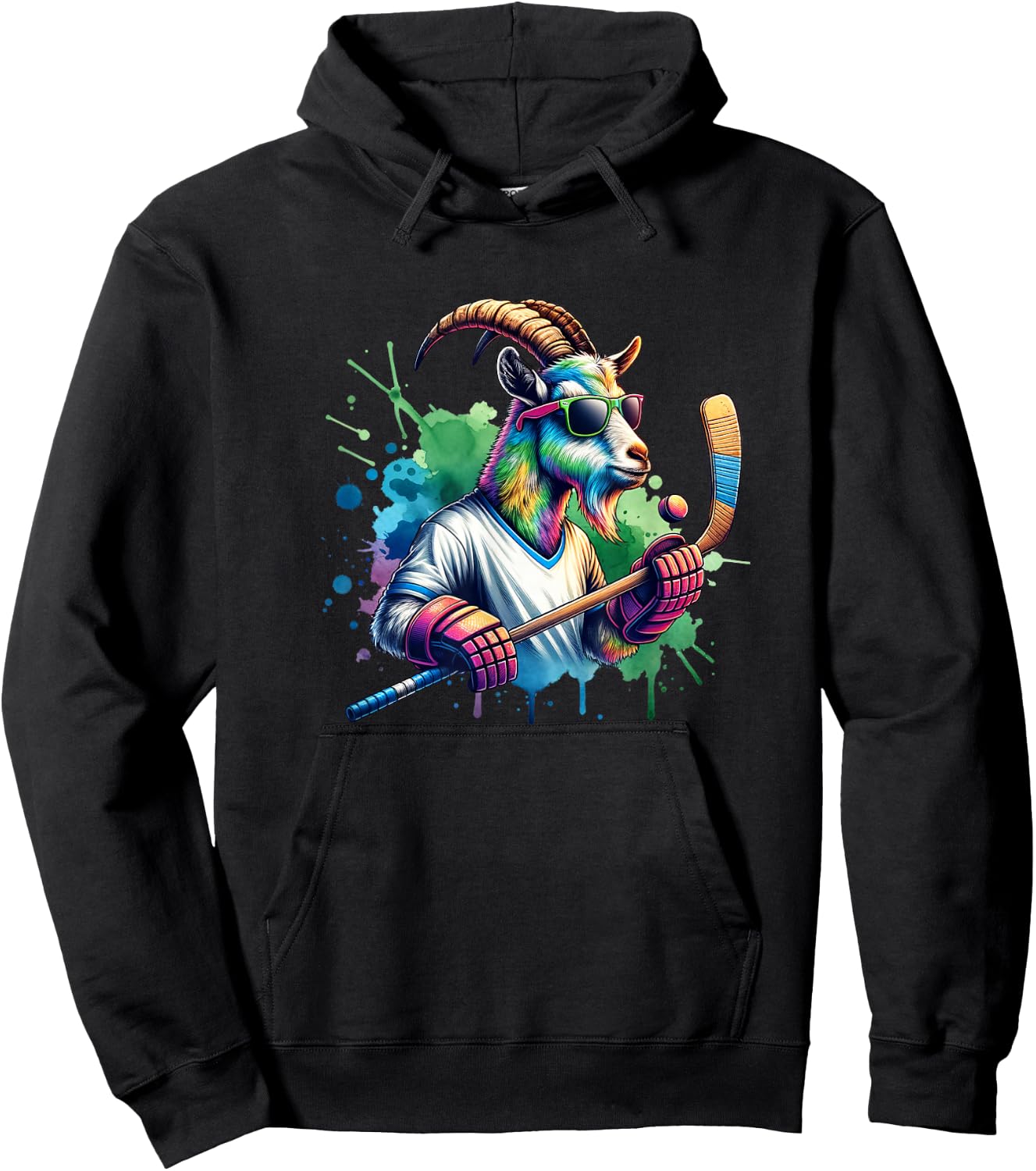 Unique Goat Ice Hockey Goalie Team Sports Design Hoodie - Hoodie | Black