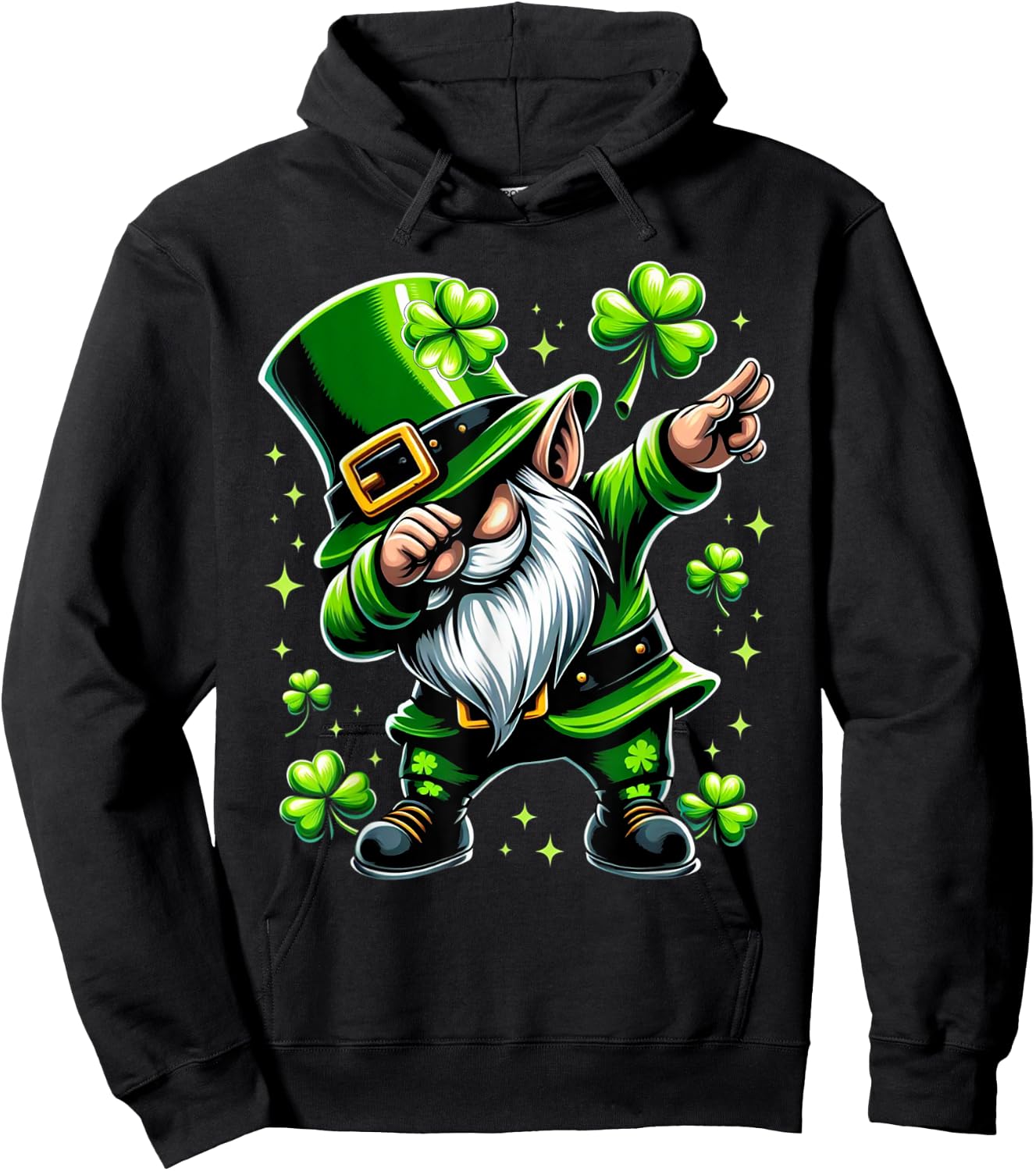 St Patricks Day Gnome Dabbing Gnomes Shamrock Men Women Kids Hoodie - Hoodie | Black